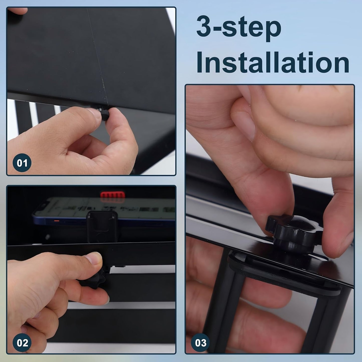 Cell Phone Fence Mount with Adjustable Shade, Mounting Kit for Gamechanger for iPhone, Samsung, GoPro, Mevo Start and Other Action Cameras,for Recording Baseball,Rugby and Tennis Games