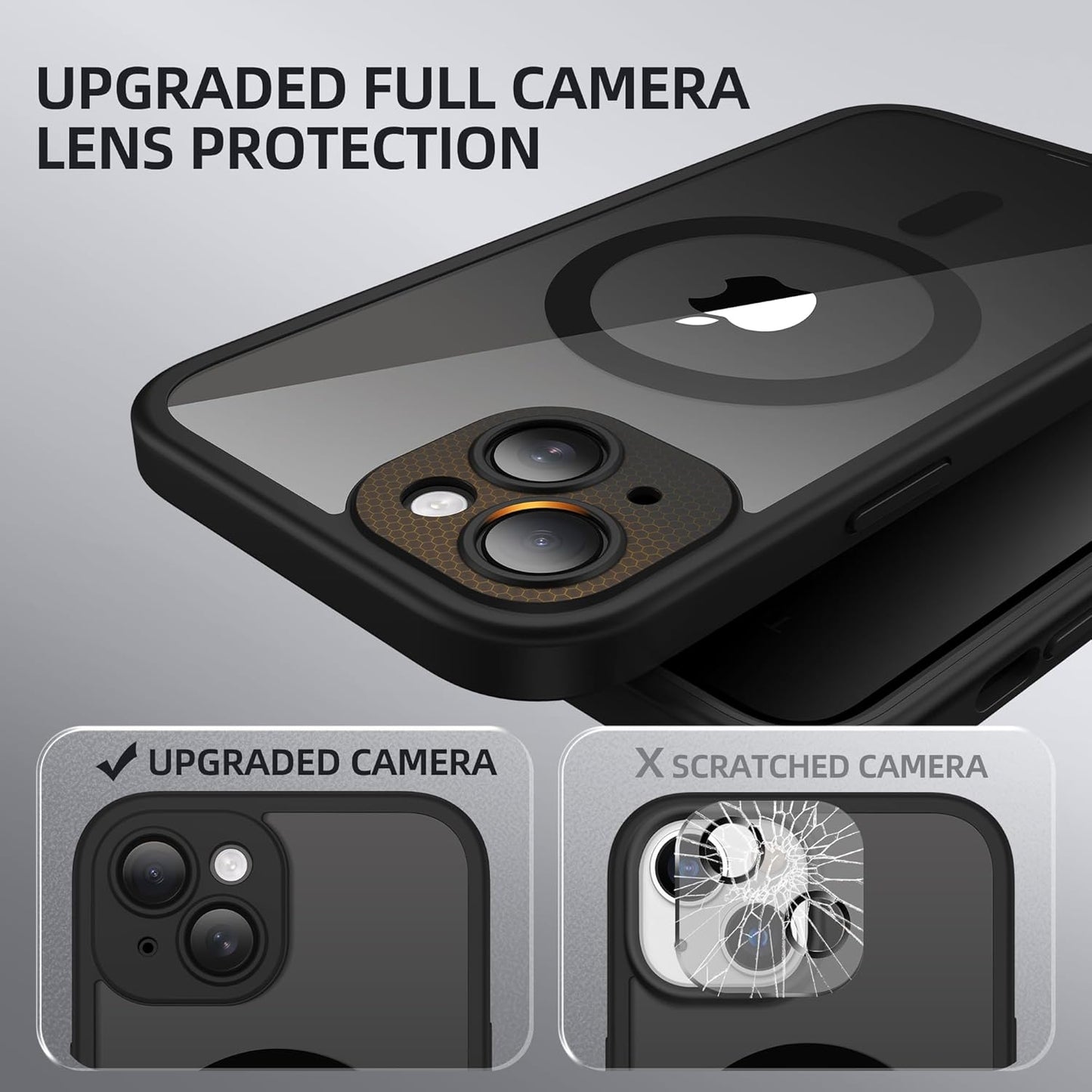 BERFY Magnetic for iPhone 14 Case, Compatible with MagSafe, Built-in Privacy Screen Protector and Upgraded Camera Protection, Anti-Spy Full Body Shockproof Phone Case for 14 6.1", Black