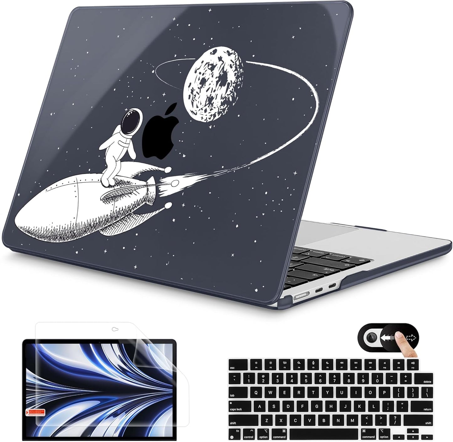 Mektron for 2025 M4 MacBook Air 13.6 Inch A3240 Case Fits 2023 A2681 M2 2024 A3113 M3 Chip with Liquid Retina Display Touch ID, Printed Plastic Hard Shell Cover for MacBook Air 13.6", Astronaut