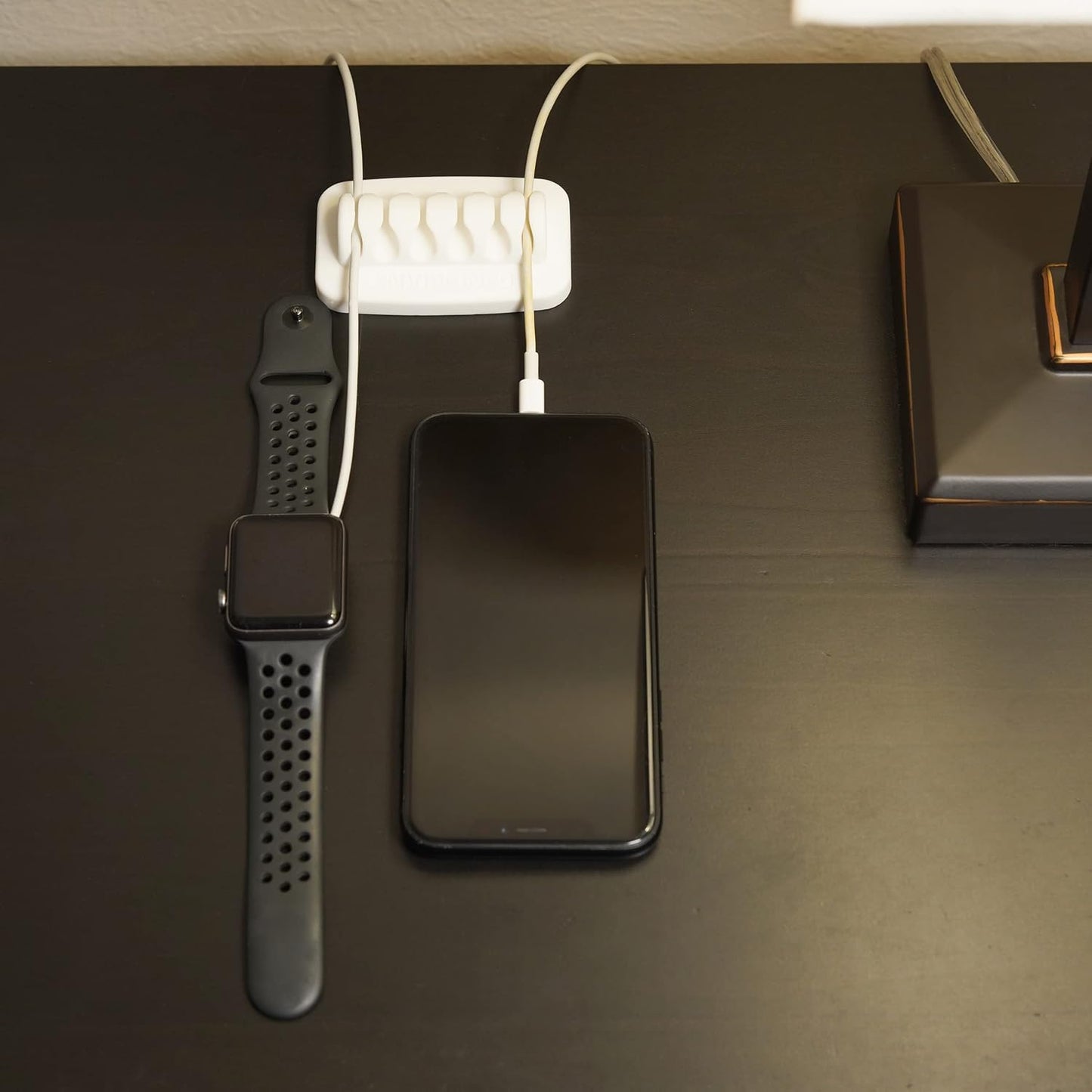 ENVISIONED Desktop Cable Organizer, Weighted, Eco-Friendly Silicone, No Bad Smell, Bundled with 4 Reusable Cable Ties (White)