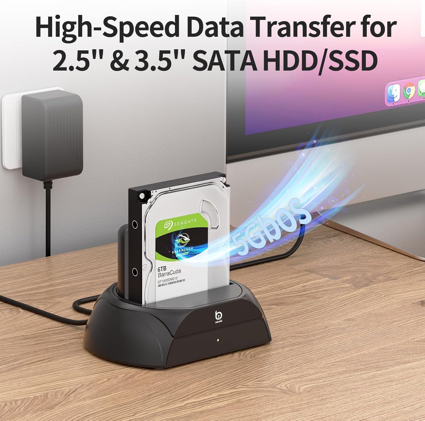 Hard Drive Docking Station, Pcie NVMe Adapter with Cooling Fan Superior Cooling Efficiency, External Hard Drive Reader Compatible with M.2 NVMe/SATA SSD & 2.5" and 3.5" SATA HDD SSD