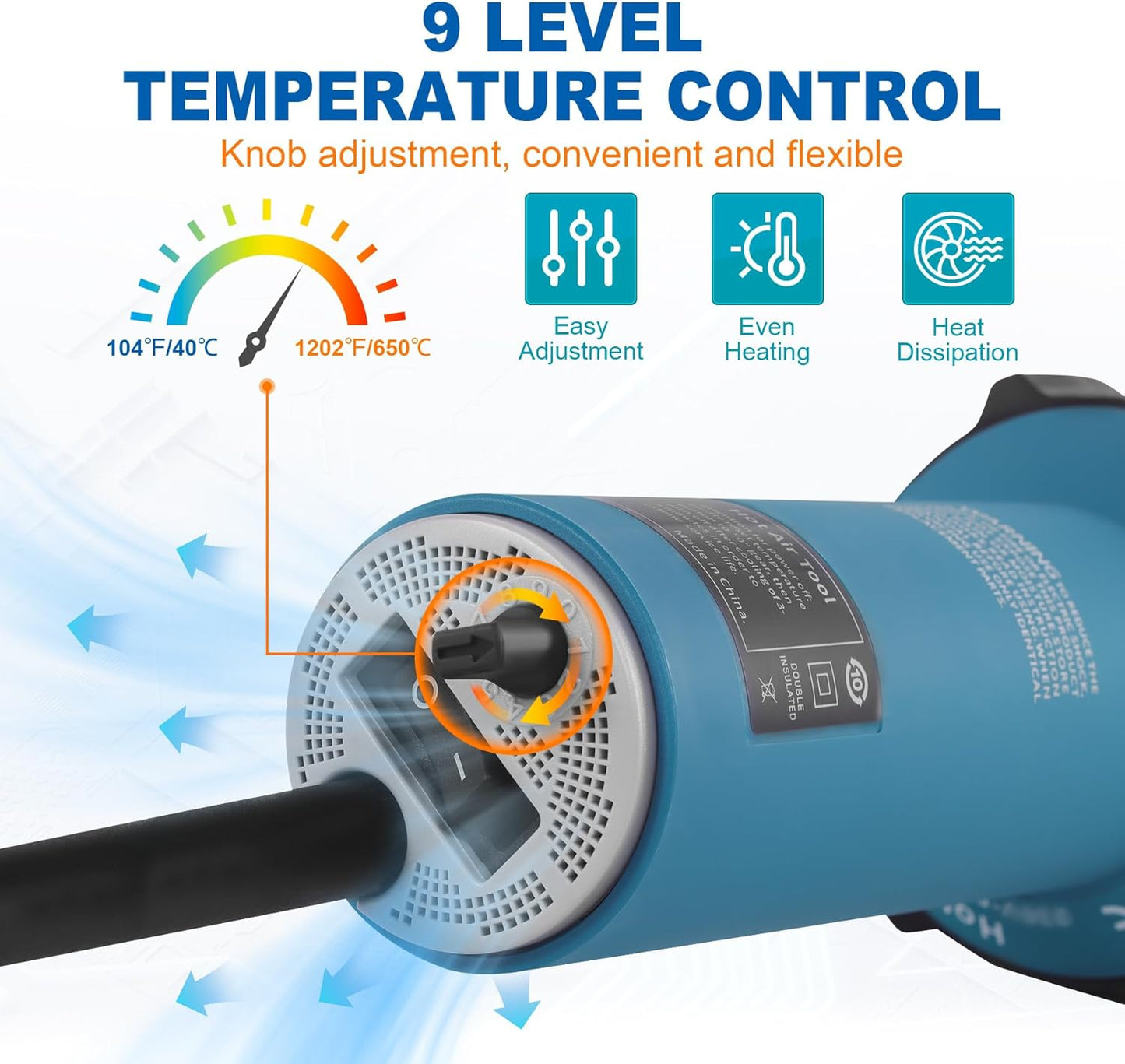 Iglobalbuy 1600W Hot Air Plastic Welder, 110V Plastic Welding Roofing Kit Vinyl PVC TPO Welding Handheld Plastic Hot Air Heat Gun Welding Torch w/Various Nozzles