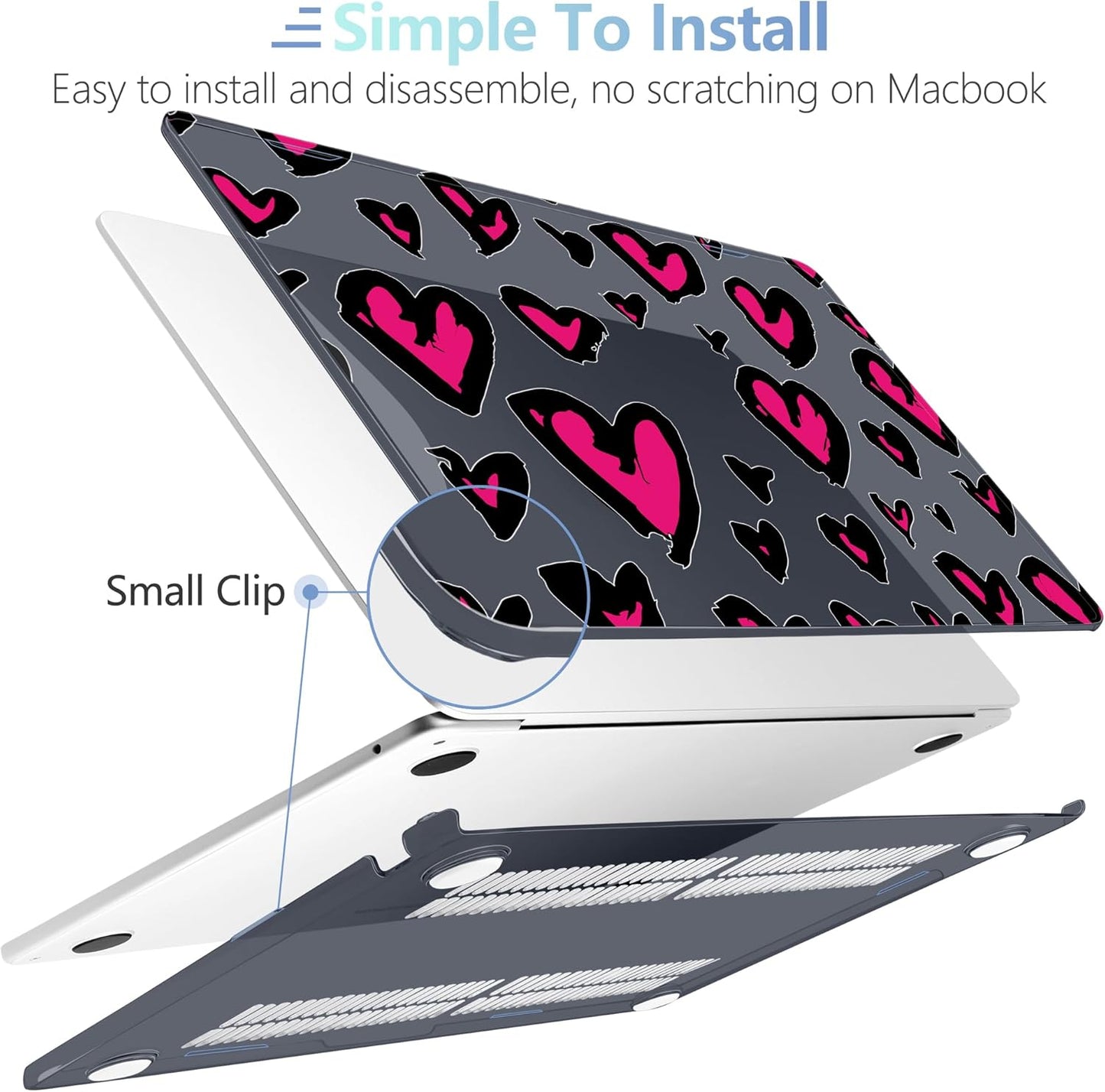 MEEgoodo Case for MacBook Air M4/M3/M2 13.6 inch 2025 2024 2022, Fit Model A3240 A3113 A2681, Compatible with MacBook Air 13 inch, Laptop Hard Shell Case with Keyboard Cover, Handwritten Heart