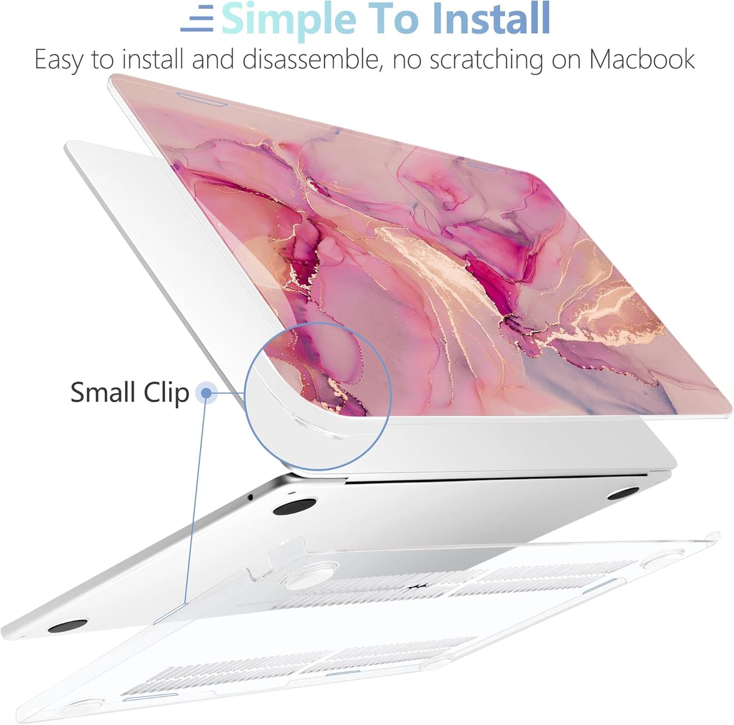 MEEgoodo for M4/M3/M2 MacBook Air 15.3 inch Case 2025 2024 2023, Case Fit Model (A3241/A3114/A2941) for MacBook Air 15 inch, Laptop Hard Shell with Keyboard Cover, Gold Splashes Marble