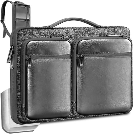 Hseok Laptop Case 15 15.6 16 inch Sleeve with Handle and Hidden Strap,Compatible with MacBook Pro 15.4 16, 360° Protective PC Briefcase with 4 Pockets for Laptop Accessory,Easy to Carrying,Silver gray