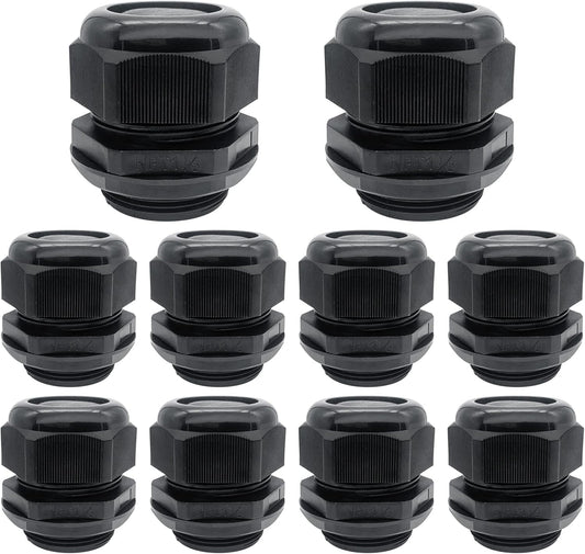 Cable Glands-PENGLIN 1-1/2" NPT Nylon Cable Connector, Strain Relief Cord Connector, IP68 Waterproof Adjustable Locknut(1-1/2 Inch (10-Pack))