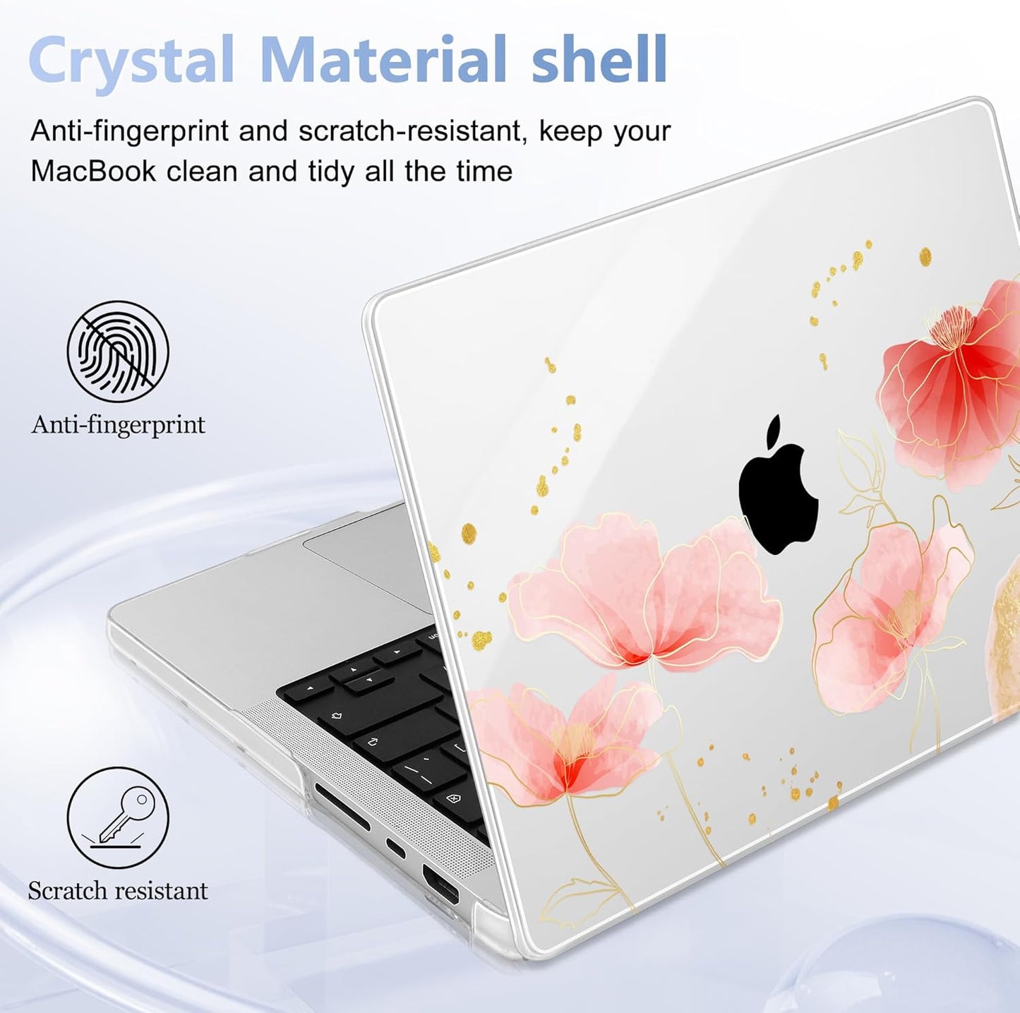 for MacBook Pro 16 inch Case 2021 2022 2023 2024 Release A3186 A3403 M4 A2991 M3 A2780 M2 A2485 M1 Pro/Max, Hard Shell Case with Screen Protector & Keyboard Cover, Spring Floral