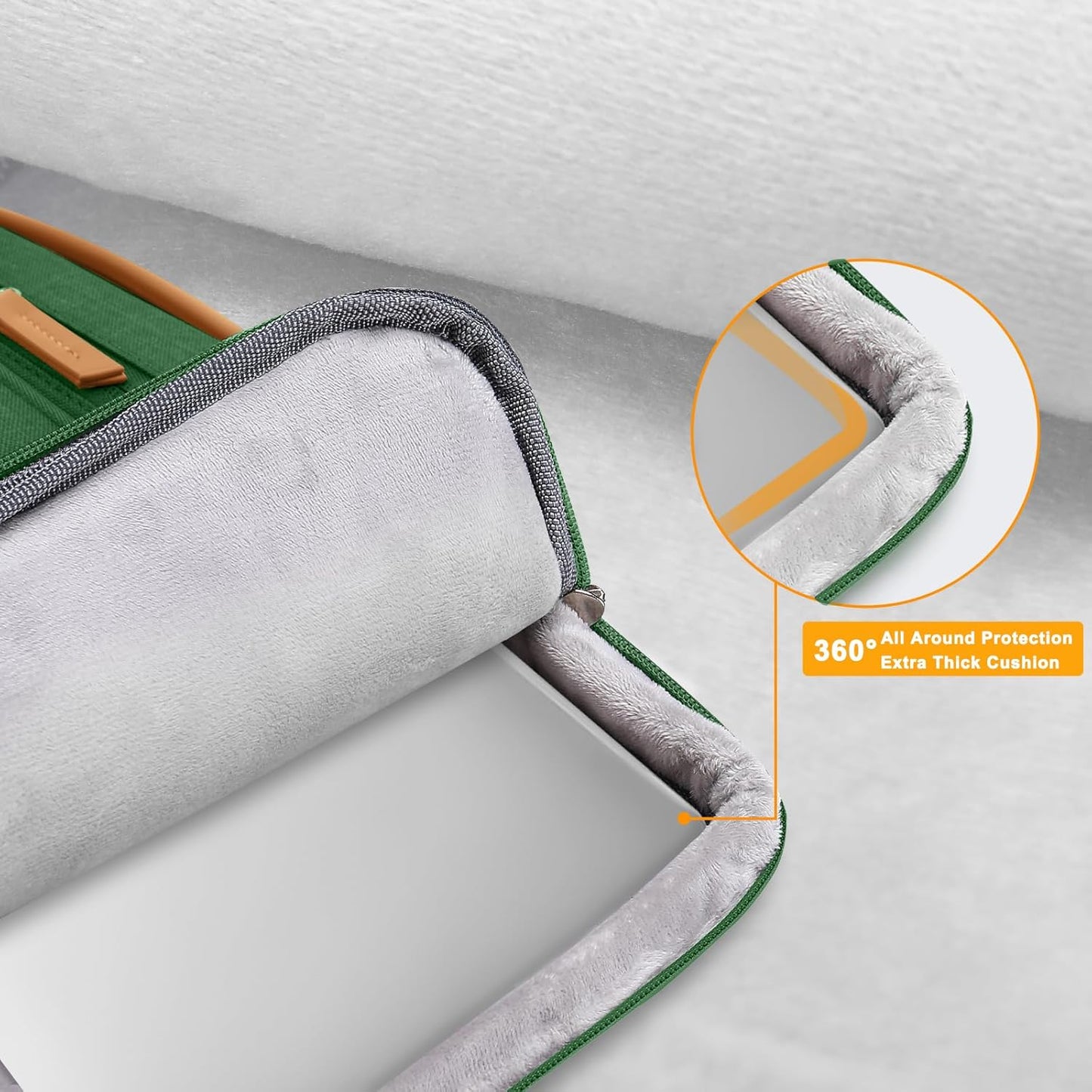 MOSISO 360 Protective Laptop Case 13.3 inch, 13-13.3 inch Laptop Sleeve Compatible with MacBook Air/Pro 13 / Pro 14,HP Dell Acer ASUS,Side Open Carrying Case with 4 Zipper Pockets&Handle,Jungle Green