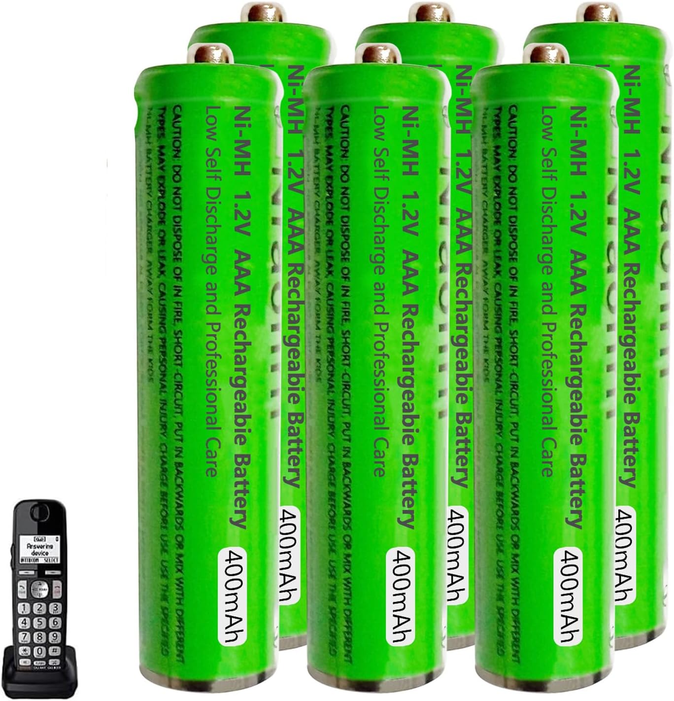 6 Pack Ni-MH AAA Rechargeable Batteries for Panasonic, 400mah AAA Ni-MH Rechargeable Batteries 1.2V for Panasonic Cordless Phones, Remote Controls, Electronics