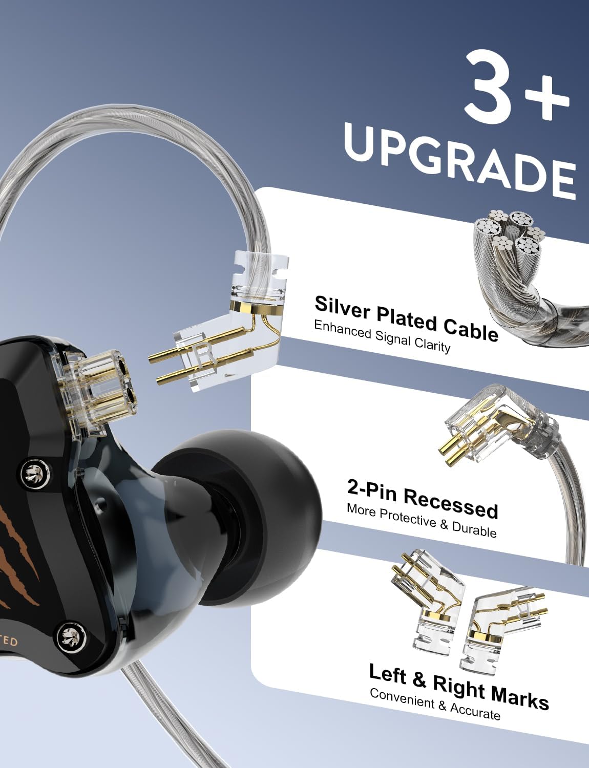 in Ear Monitors Headphones, HiFi Wired Earbuds with Noise Isolating, Type-C with Microphone Earphone, IEM Headset with Detachable Recessed 2Pin Cable for Gaming, Musicians, Singer