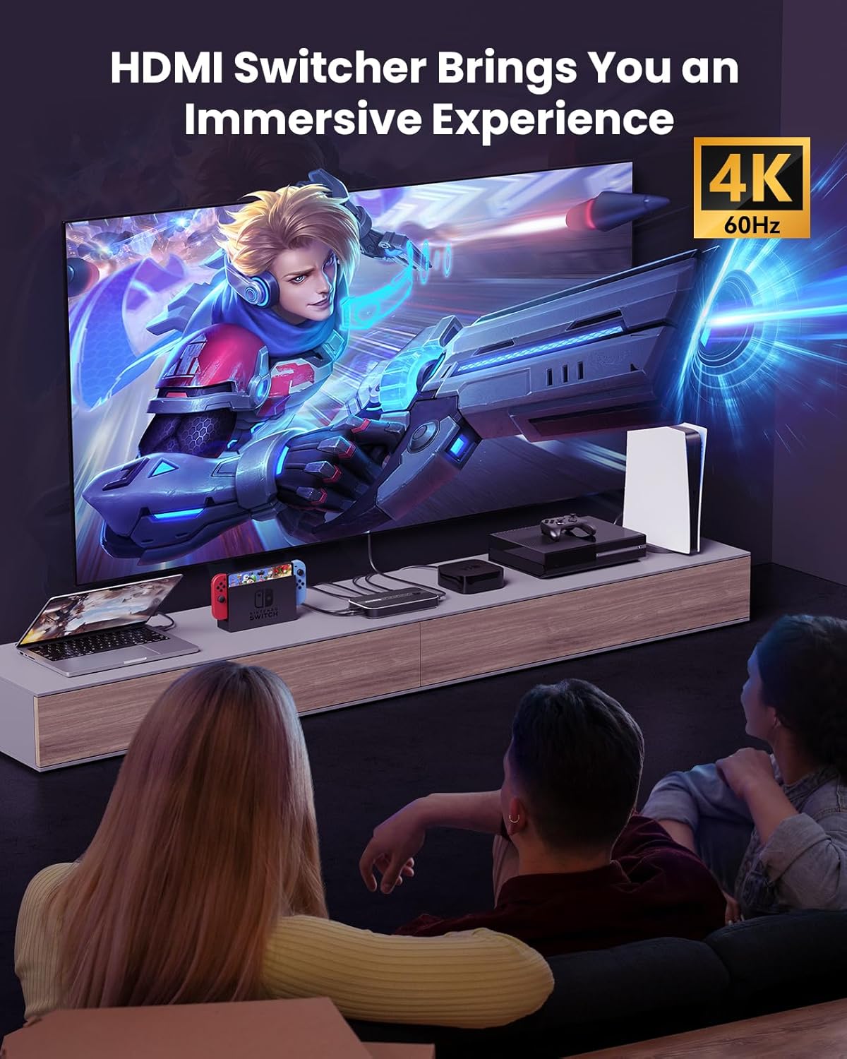 HDMI Splitter with Remote, 5 in 1 Out 4K@60Hz Elepode HDMI Switch, HDMI 2.0 Switch Box Hub for 3D, HDCP2.2, HDR, Compatible with Xbox, PS5/4/3, Fire Stick Roku Blu-Ray Player