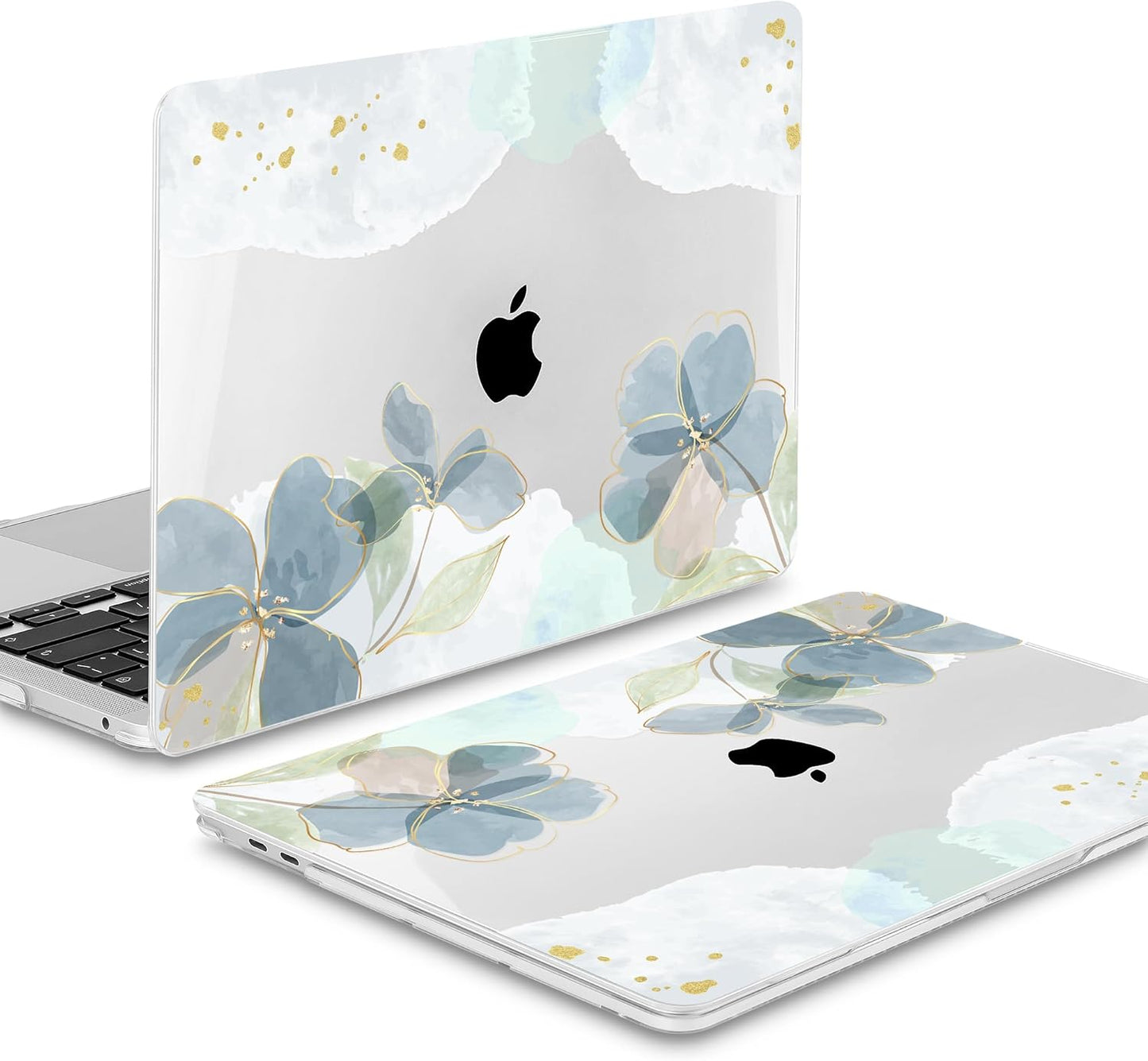 Mektron for MacBook Air 13 Case A1466/A1369 (2010-2017 Release), Snap-on Plastic Hard Shell Cover for MacBook Air 13.3 inch with Keyboard Cover,Green Floral