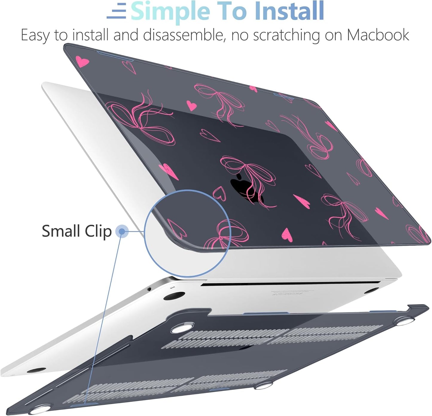 MEEgoodo Case for MacBook Pro 13 inch Case 2022 2021 2020 New A2338 M2/M1 A2251 A2289, Laptop Hard Shell with Keyboard & Camera Cover Compatible with 13 inch MacBook Pro, Ribbons Bow