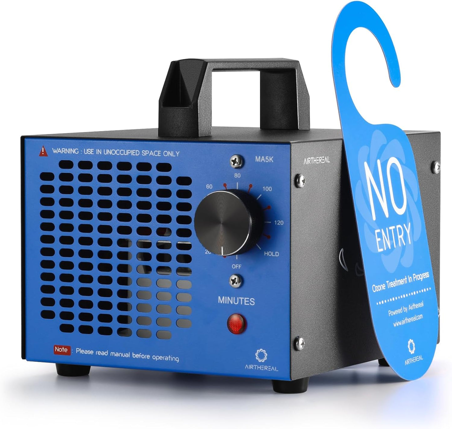 Airthereal MA5K Ozone Generator for Home, Ozone Air Ionizer Odor Eliminator with 120-Min Timer, Lightweight Design, Odor Removal for Car, Smoke, Pets, Basements, Covers Up to 2,000 Sq. Ft., Blue