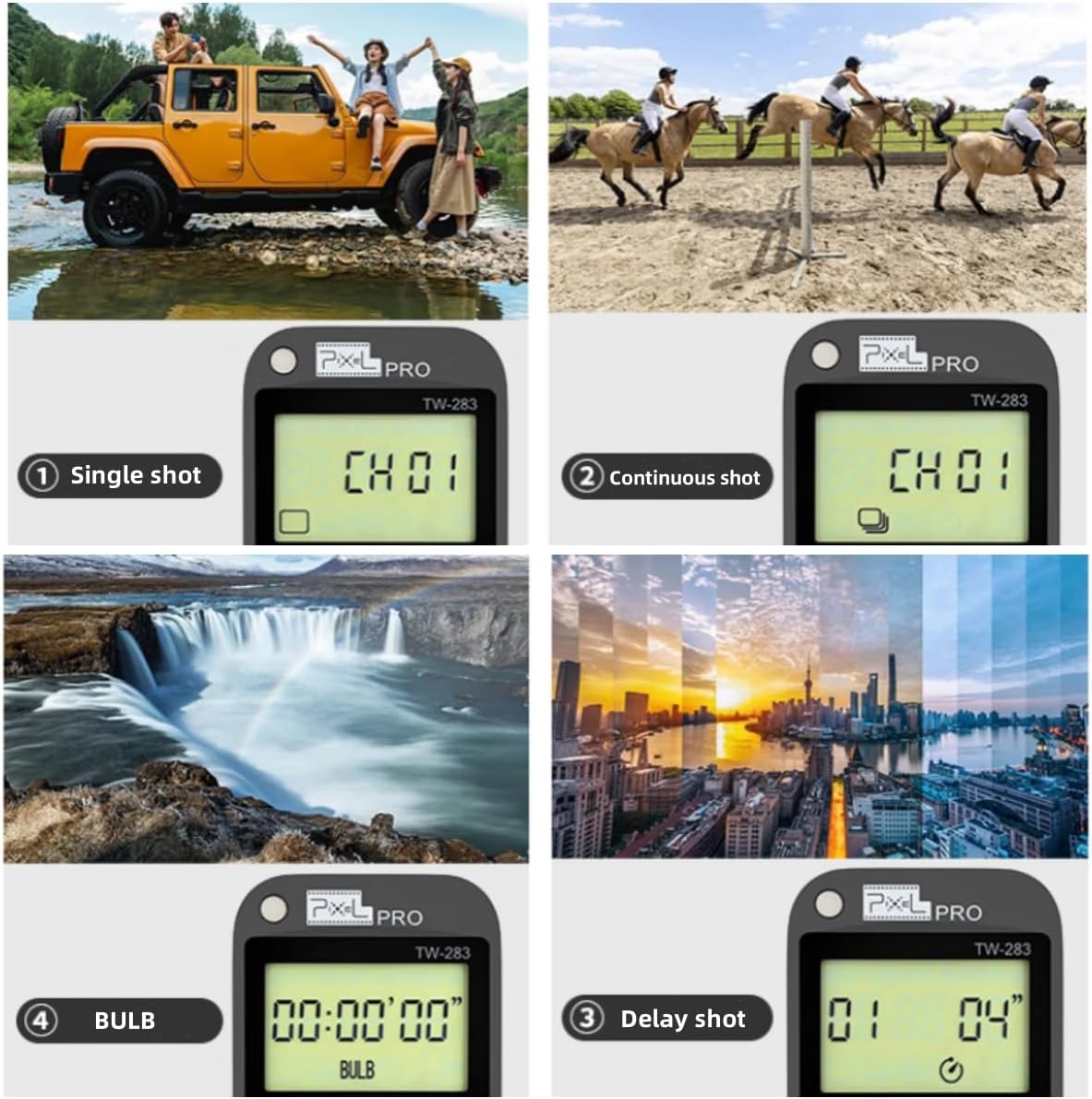 Pixel LCD Wireless Shutter Release Remote Control TW283-DC0 Compatible with Nikon Z8 Z9 D3 D810A D3s D4 D5 D6 D800 D850 D800E D810A D810 D700 D500 D300 D300s D200 F100 F90 F90X F6 F5 N90s D1X D2H