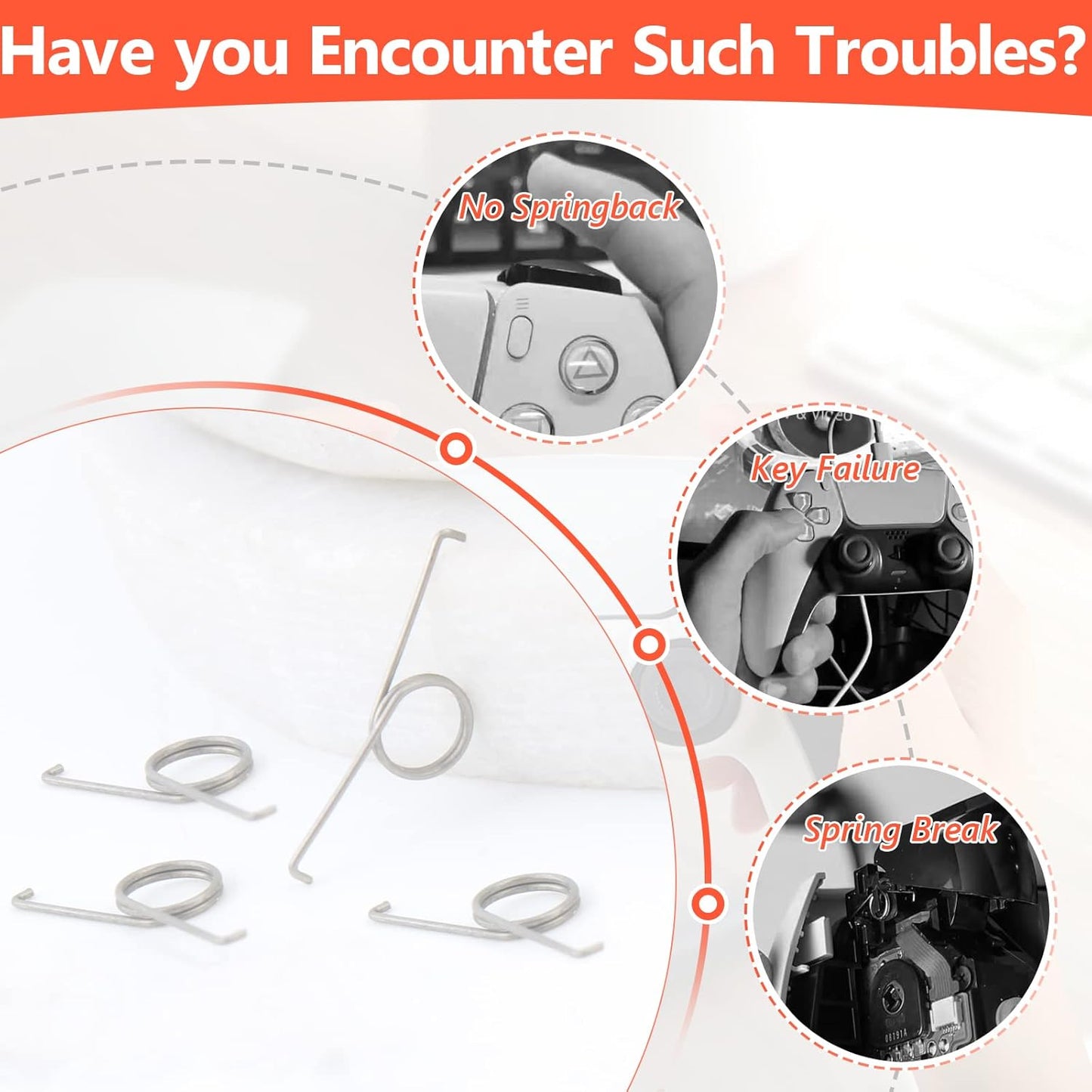 4Pcs for PS5 L2 R2 Trigger Button Springs for Sony PlayStation 5 PS5 Metal Trigger Keys Springs Controller Assembly Replacement with Screwdriver Tools