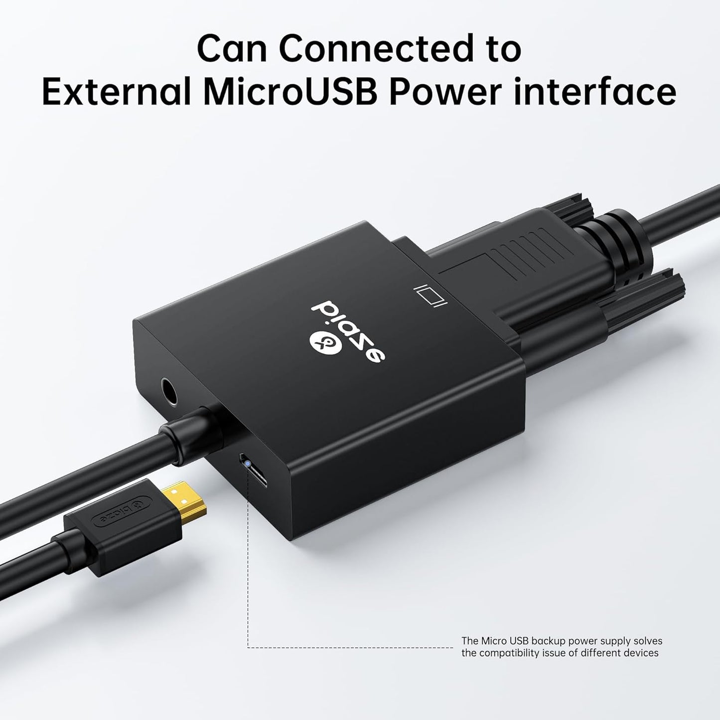 HDMI to VGA Adapter with 3.5mm Audio & USB Power – 1080P Converter for Laptop, TV Box, PS4, Monitor & Projector