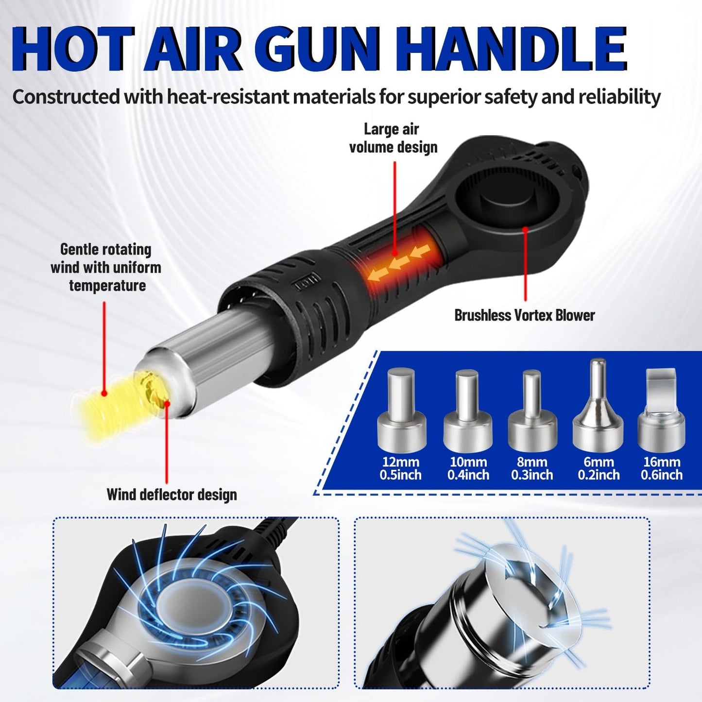HengTianMei 720W Hot Air Soldering Station 2-IN-1 SMD Soldering Iron Station with 2 Helping Hands, 3 Soldering Tips, 5 Nozzles, Sleep Mode, Fast Heating, 392℉-932℉, for Electronics PCB Repair（8512P）