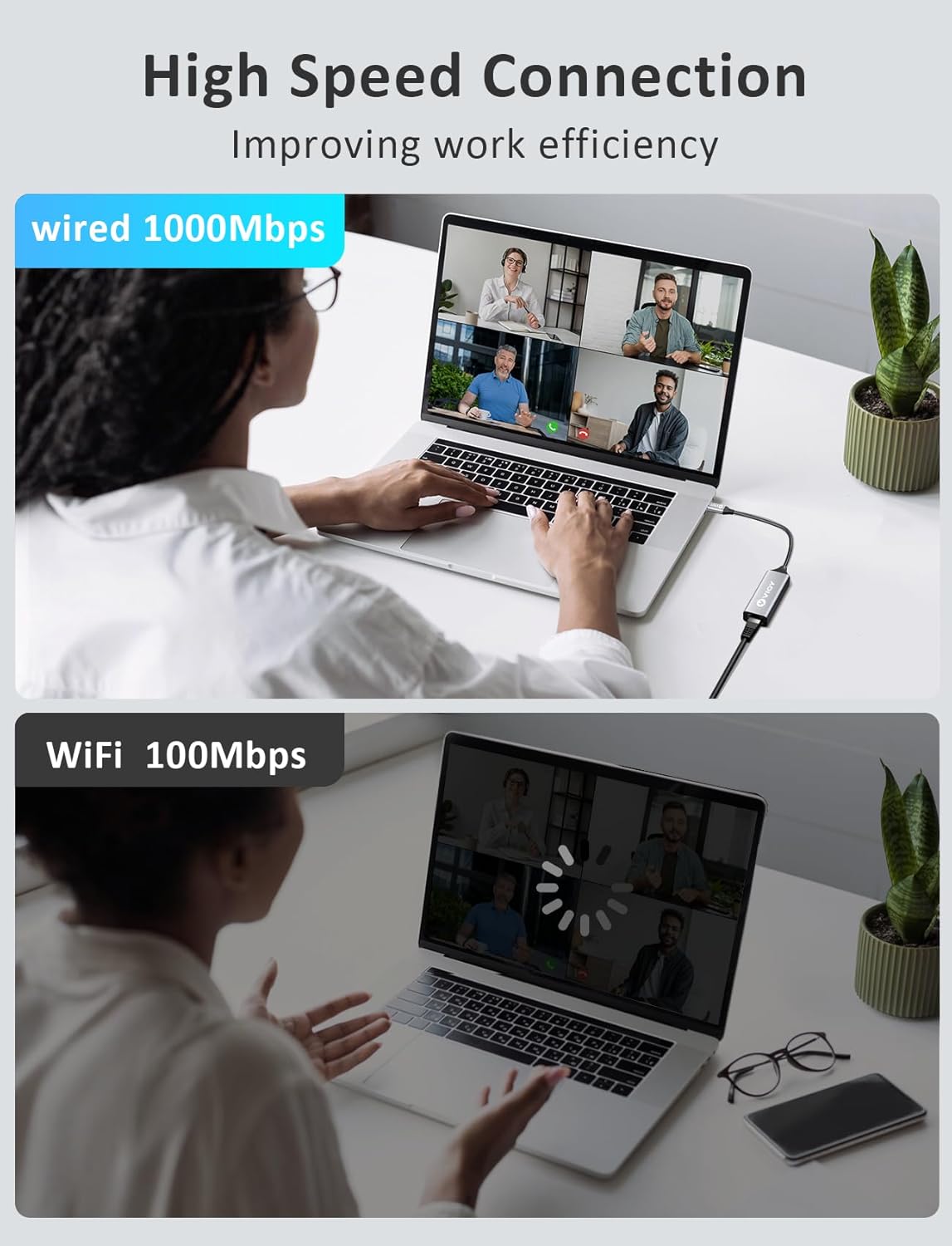 VIOY USB C to Ethernet Adapter, 1Gbps RJ45 to USB C Network Adapter, Portable Type C to Ethernet Dongle Compatible for Thunderbolt 4/3, MacBook Pro/Air, iPhone 16/15 Pro/Max, iPad, XPS