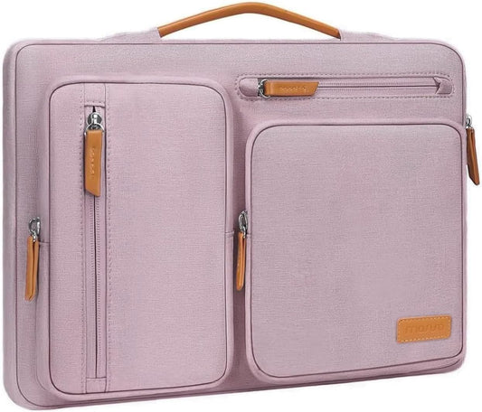 MOSISO 360 Protective Laptop Case 13.3 inch, 13-13.3 inch Laptop Sleeve Compatible with MacBook Air/Pro 13 / Pro 14,HP Dell Acer ASUS,Side Open Carrying Case with 4 Zipper Pockets&Handle, Pastel Pink