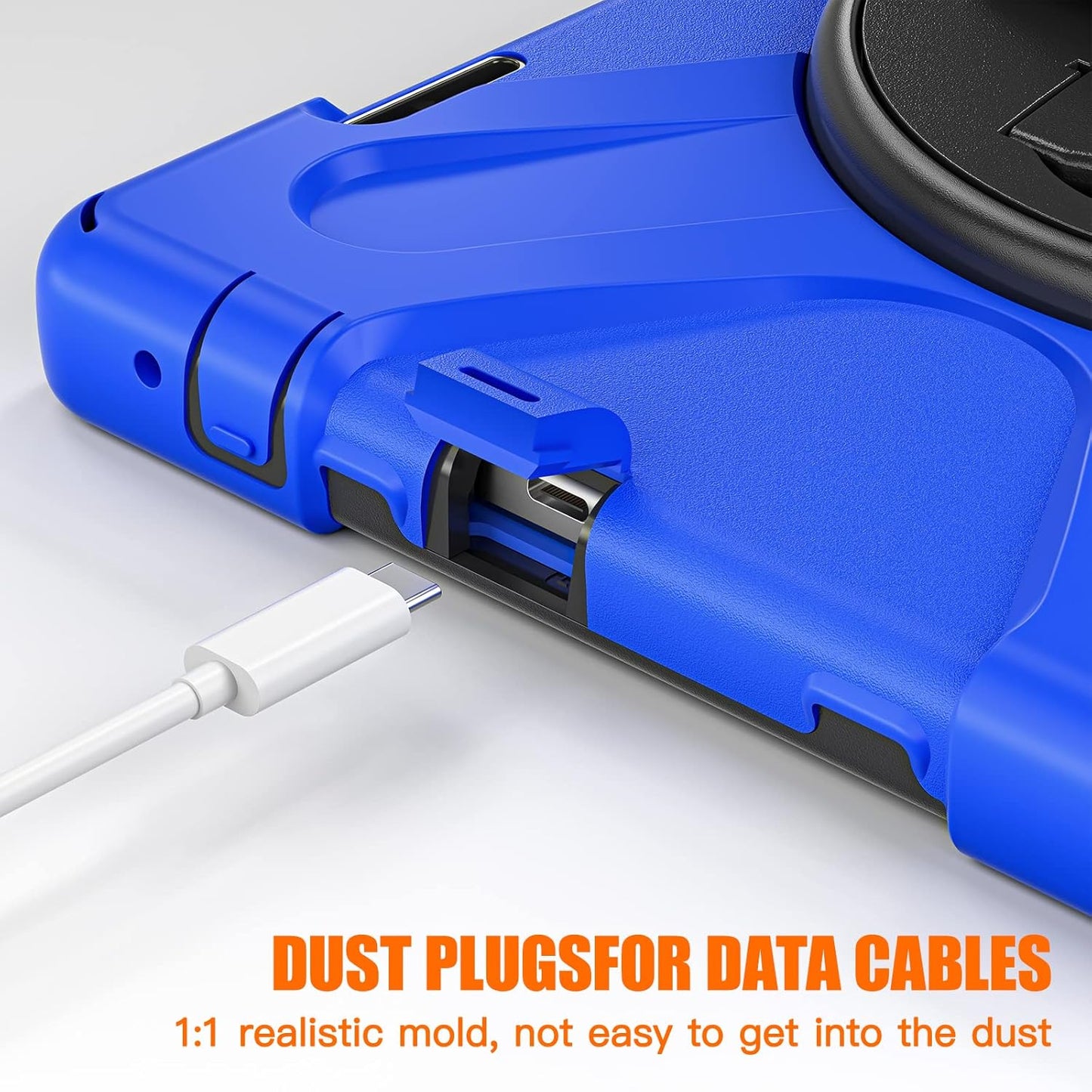 Junfire Shockproof Case for Lenovo Tab M10 3rd Gen 10.1 inch 2022, Heavy Duty Rugged Case with Hand Strap/360°Rotating Kickstand/Shoulder Belt for TB-326FU/TB-328XU,Blue