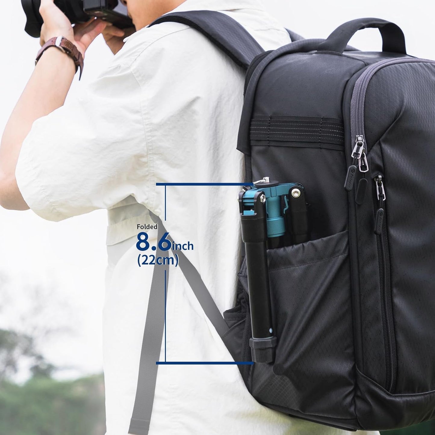 Fotopro Mini Tripod with Ball Head Phone Mount Detachable Selfie Stick Folded only 8.6" Max Load up to 6.6 lbs FY-810 Blue