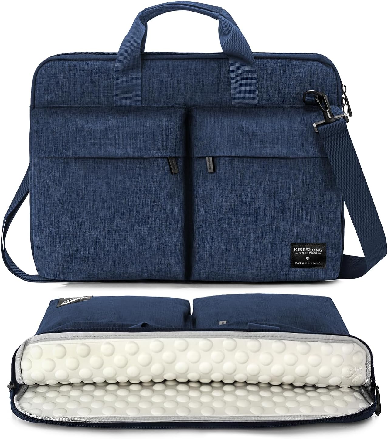 KINGSLONG 14 inch Laptop Bag with Shoulder Strap, Messenger Bag, Slim Computer Carrying Case Notebook Handbag Fit for Acer Asus Lenovo HP Toshiba, Blue