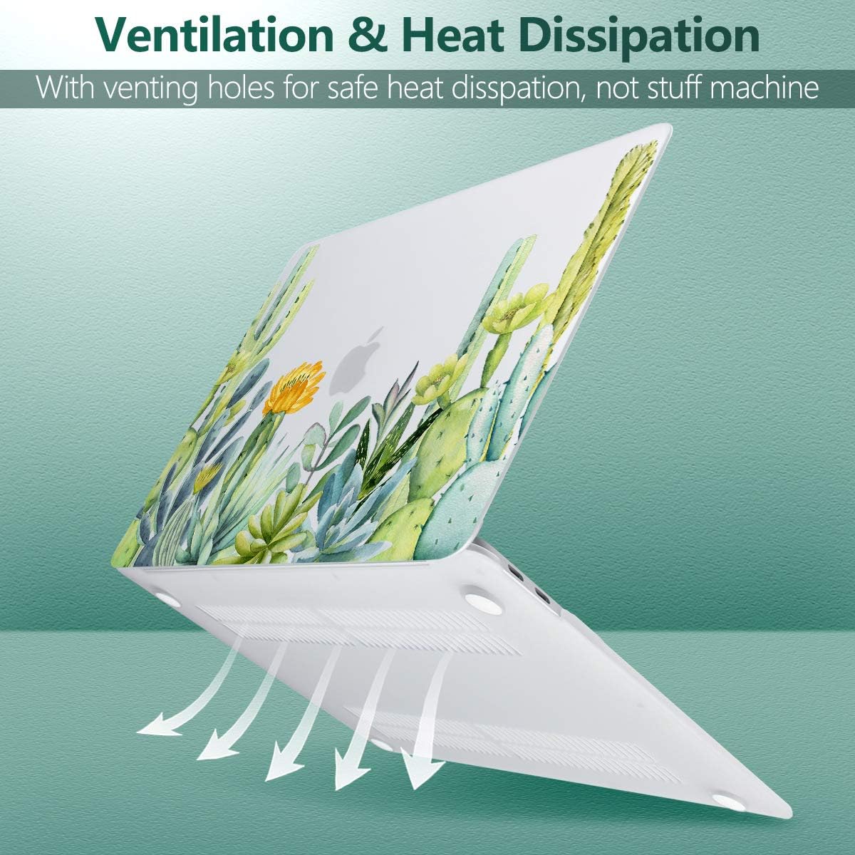 Batianda Case for MacBook Air 13 Inch M1 2020 2019 2018 Release Model A2337 A2179 A1932 with Retina & Touch ID, Plastic Hard Shell Cover with Match Keyboard Cover & Screen Protector,Plants & Cactus