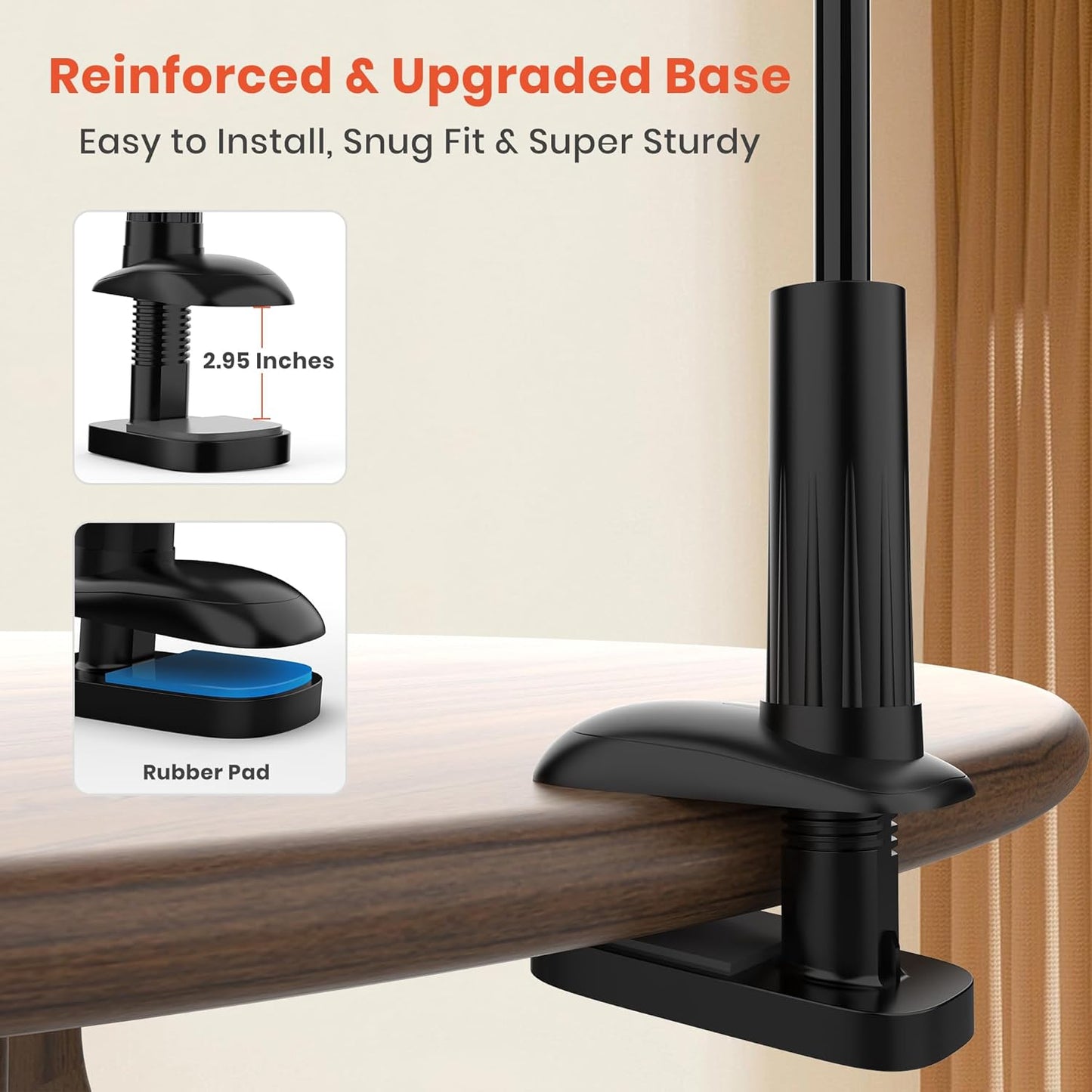 Gooseneck Kindle Holder for Reading in Bed, 360° Adjustable Cell Phone Stand for Desk, Flexible Lazy Arm Mount Clamp,Kindle Paperwhite Stand Accessories,Compatible with 4-8 Inches Device