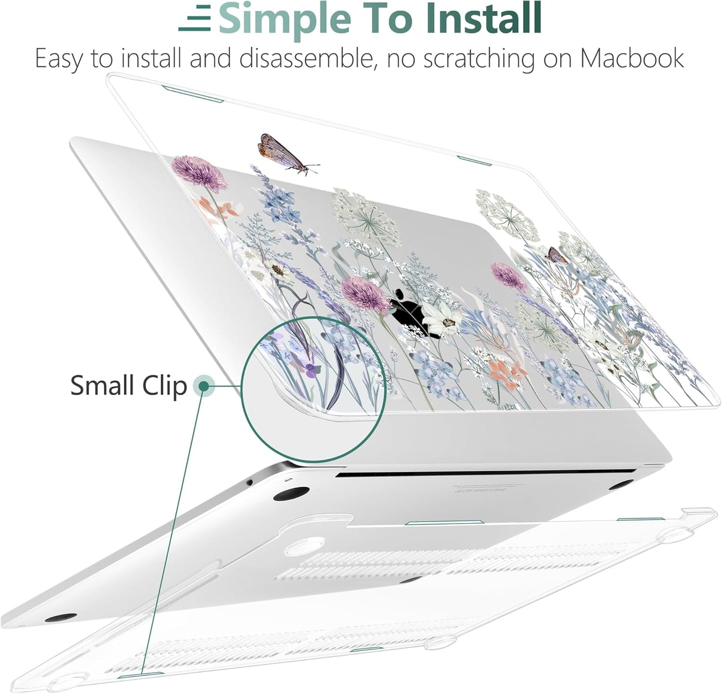 TWOLSKOO Compatible with MacBook Pro 13 inch Case 2023-2016 A2338 M2/M1 A2251 A2289 A2159 A1989 A1706, Plastic Hard Shell Cover & Keyboard Skin & Screen Protector, Dandelions