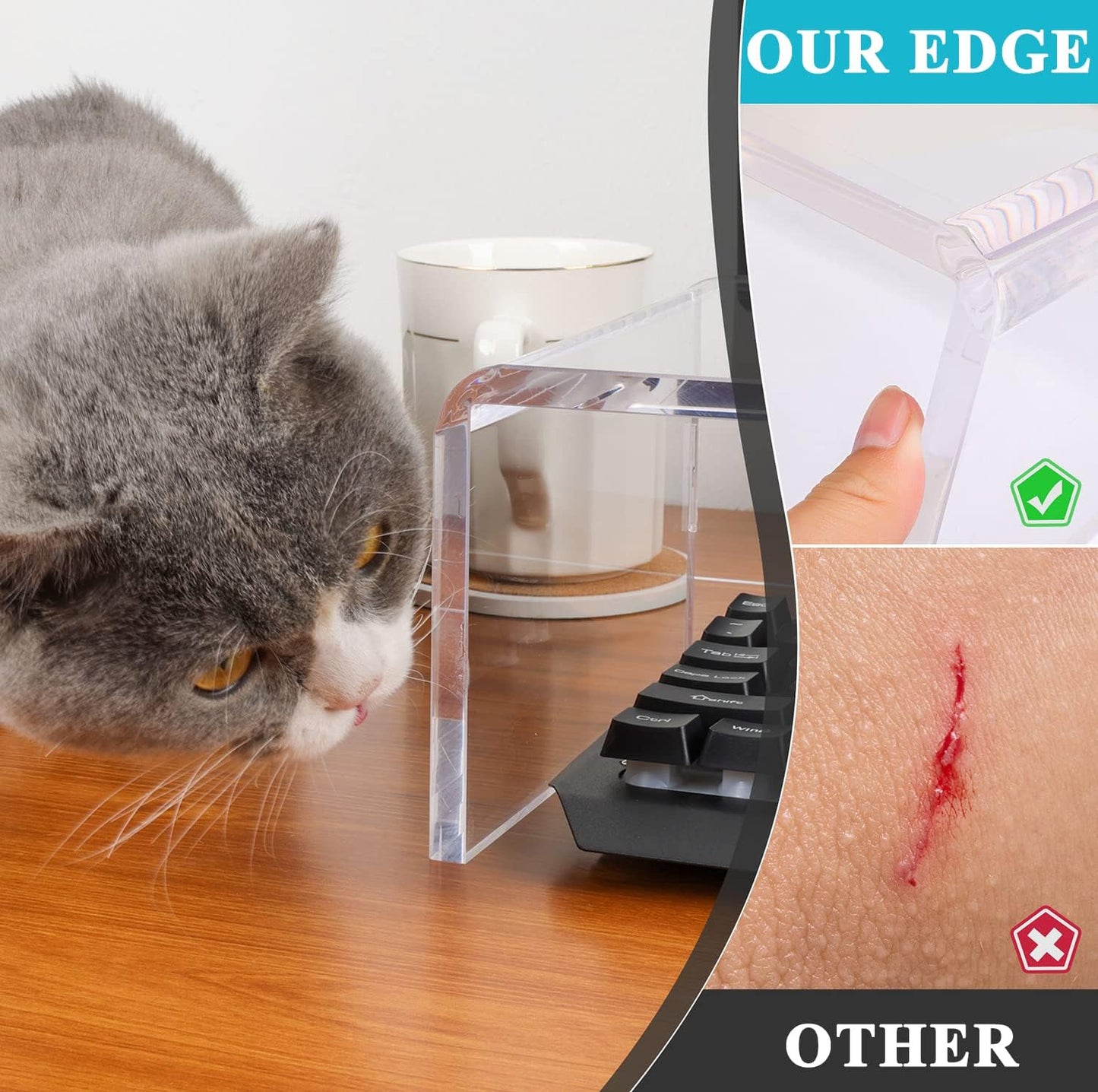 Anti-Cat keyboard cover, laptop keyboard covers cat proof, clear keyboard protector, PC Desk Stand for Keyboard Storage acrylic Monitor Stand Riser and Laptop Stand Riser (20"/7.1"/4.8")