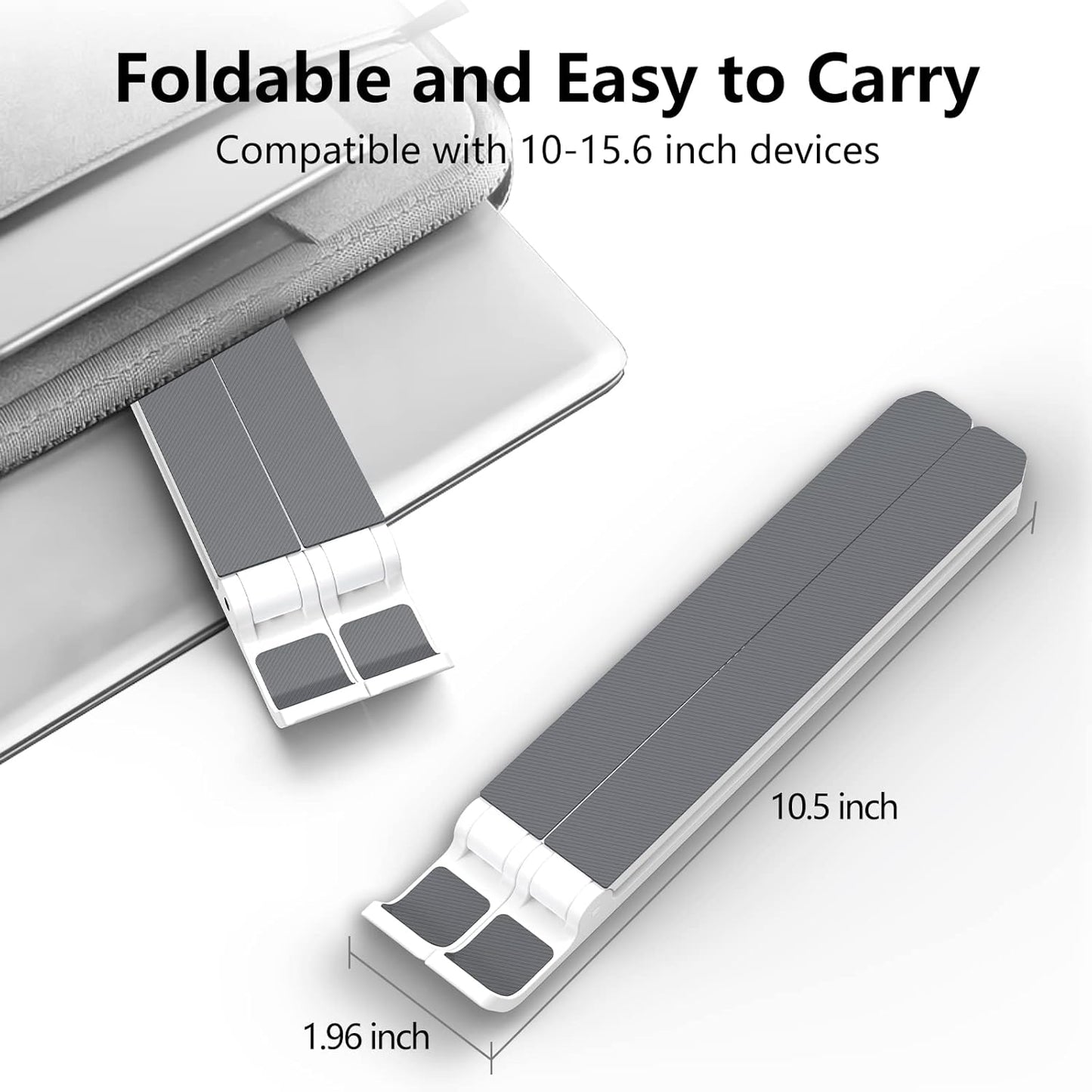 Laptop Stand for Desk, Adjustable Laptop Riser ABS+Silicone Foldable Portable Notebook Holder, Ventilated Cooling Notebook Mount Computer Stand for 10-15.6” Laptops,Tablets-White