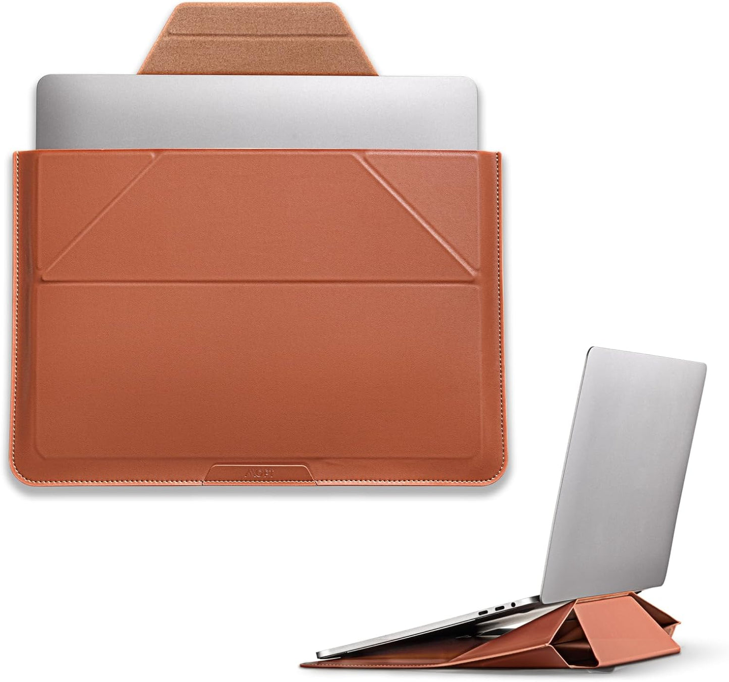 MOFT Laptop Carry Sleeve, 2-in-1 Laptop Bag & Stand for 15"-16" MacBook Air/Pro & Dell/HP/Lenovo/Asus, Stylish Slim Computer Sleeve Bag with Expandable Storage for Computer Accessories, Sienna Brown