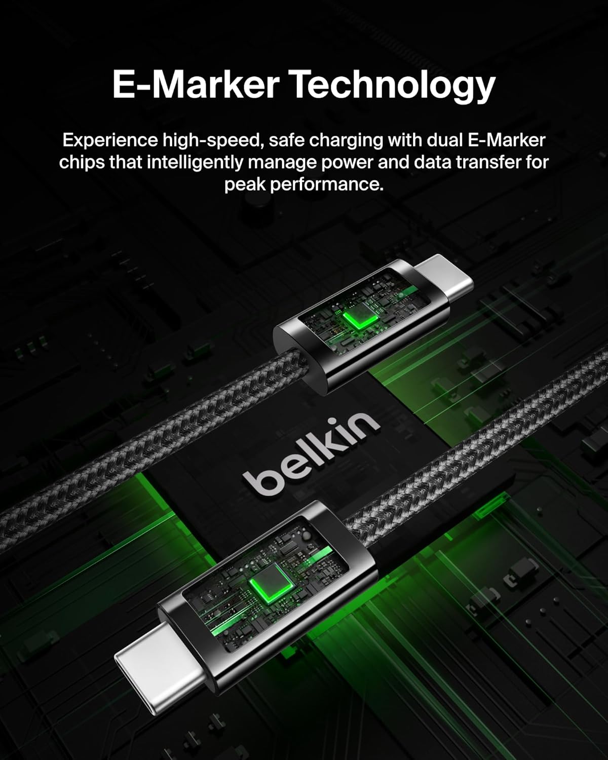 Belkin USB C to USB C Cable, 9.9ft, 240W - Type C Charger, iPhone Charger Cord, Soft, Braided, Flexible for iPhone 17, Galaxy S25, Pixel 10, MacBook, Chromebook, iPad Pro, Switch Steam Deck – Black