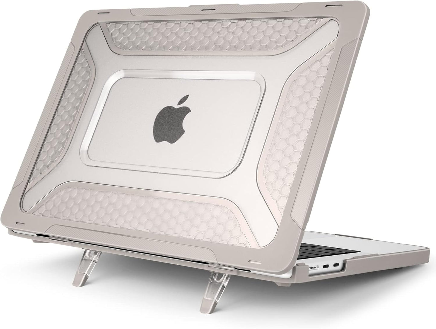 Batianda Case for New MacBook Air 13.6 inch 2025 M4 2024 2022 Release A3240 A3113 A2681 Model,Honeycomb Heavy Duty Protective Hard Shell with TPU Bumper Fold Kickstand & Keyboard Cover, Rock Gray