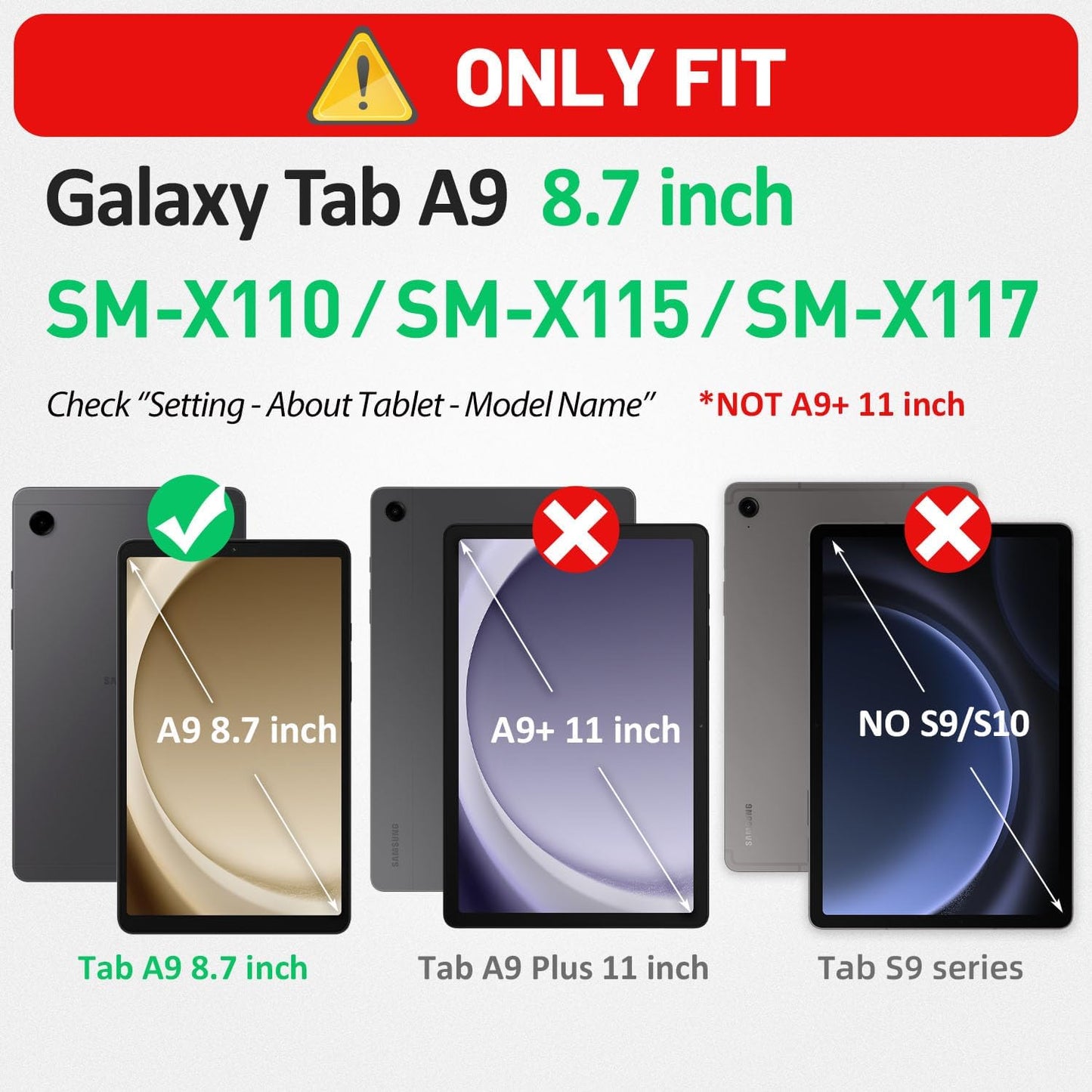 HXCASEAC Case for Samsung Galaxy Tab A9 8.7 Inch, Protective with Screen Protector/Hand Strap/Pen Holder, Sturdy Shockproof for Samsung A9 Tablet Case SM-X110 SM-X115 SM-X117 - Blue