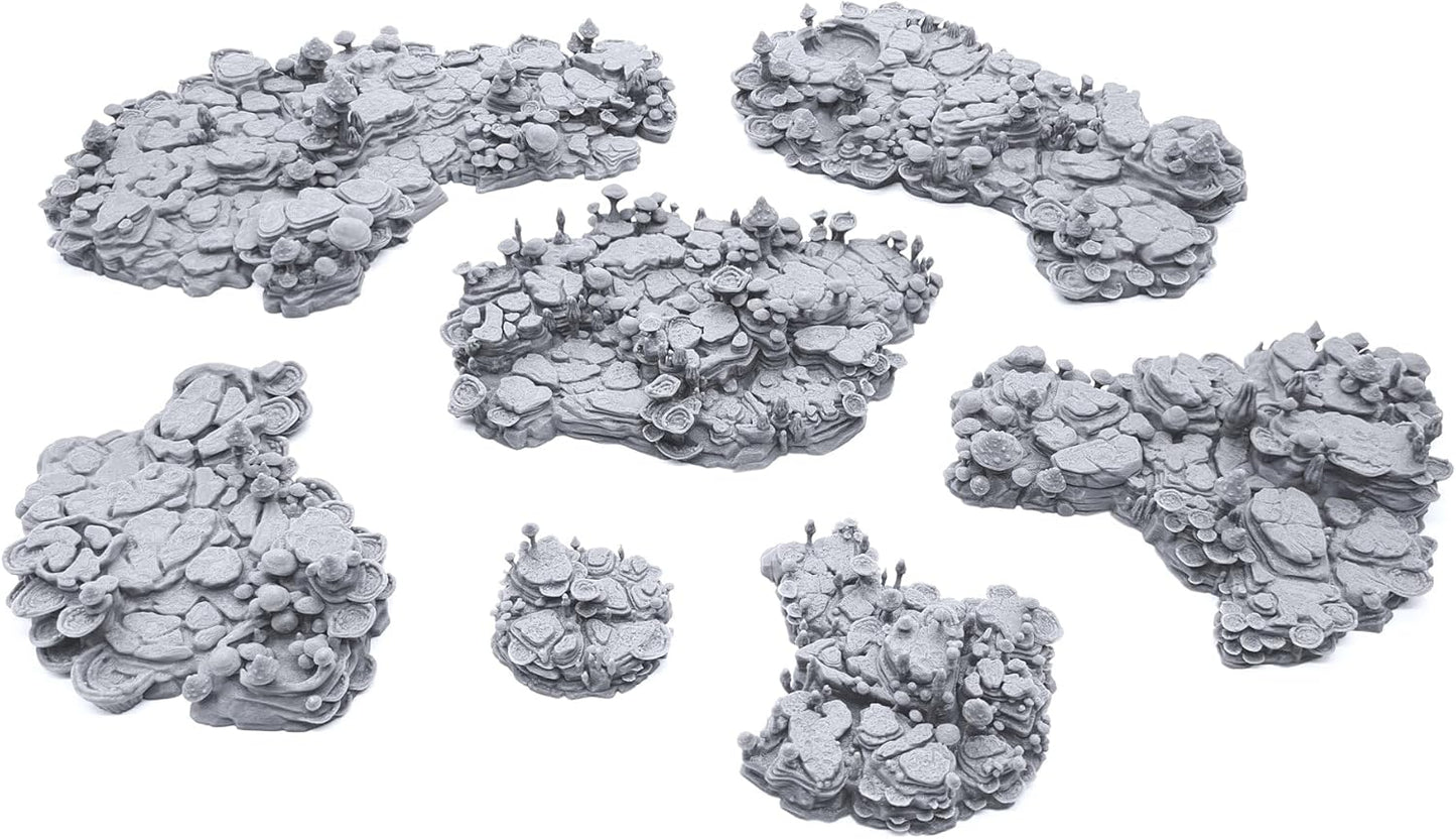 EnderToys Shroom Grotto Floors by Printable Scenery, 3D Printed Tabletop RPG Scenery and Wargame Terrain 28mm Miniatures