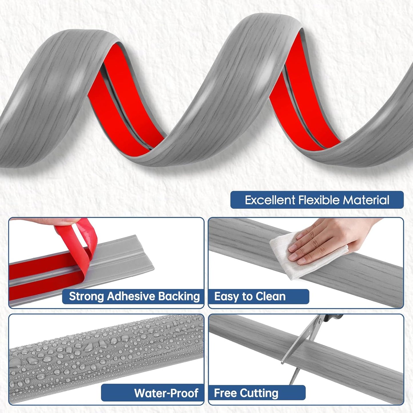 Floor Cord Cover for Wires on Floor Self Adhesive Cord Hider Floor Cable Management Wire Covers for Cords Protector Prevent Cable Trips Cord Cavity W 0.59" x H 0.31", Gray Wood, 20Ft