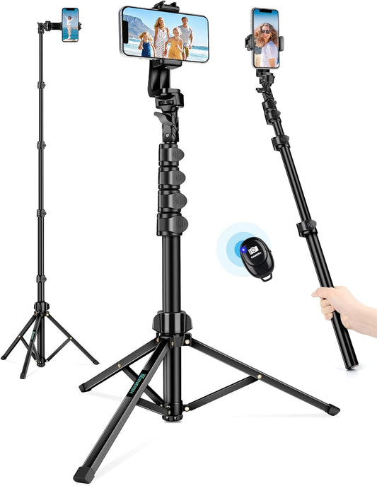71" Tripod for iPhone, Phone Tripod Selfie Stick with Remote, Cell Phone Tripods & Tall Travel Tripods for Recording Video Selfies Photo, Compatible with iPhone 16 15 14 Pro Max 13 Android