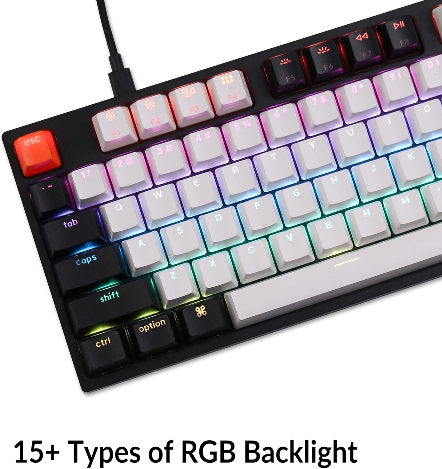 Keychron C1 Wired Mechanical Keyboard TKL, RGB Backlit with Double-Shot ABS Keycaps, 87 Keys Hot-Swappable Pre-lubed Linear Switch Compatible with Mac Windows