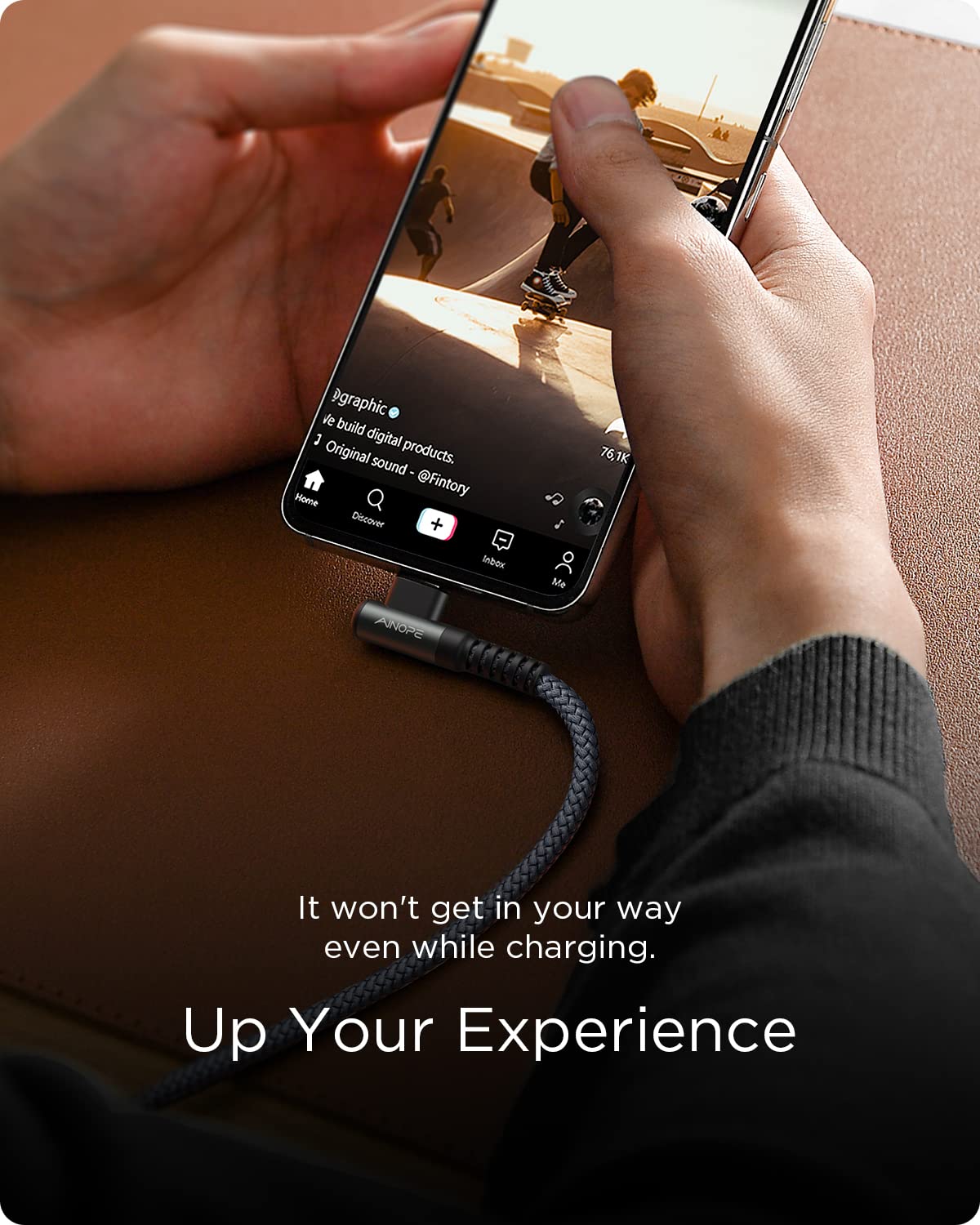 AINOPE 3.3FT USB C Cable 3.1A Fast Charge, Right Angle USBC Charge Cable, Resistant Nylon Braided USB Type C Cable Compatible Galaxy S10 S9 S21, LG V30,V20,G6，USB C Fast Charging Cable