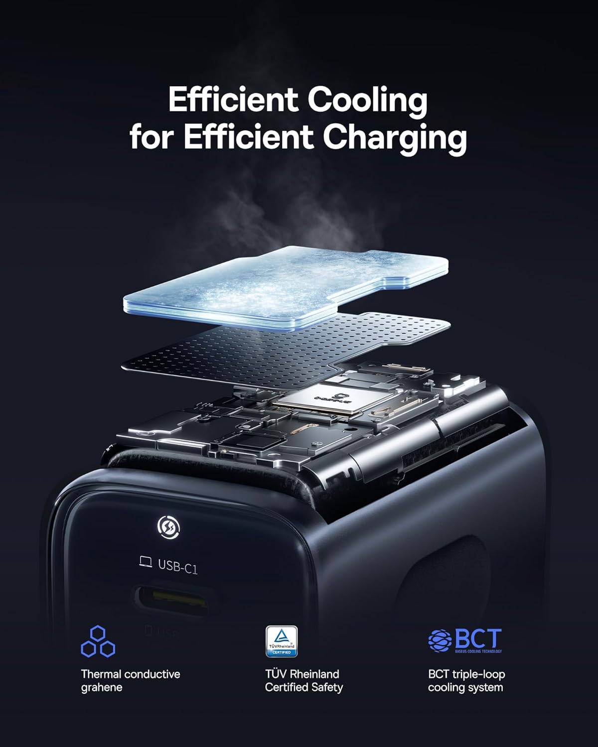 Baseus PICOGO 67W USB C Charger, 3 Port Fast Charging Block with Foldable Plug, PD/PPS for MacBook Air/Pro, iPhone 16/15 Series, Galaxy S25/24, Airpods 4 & More