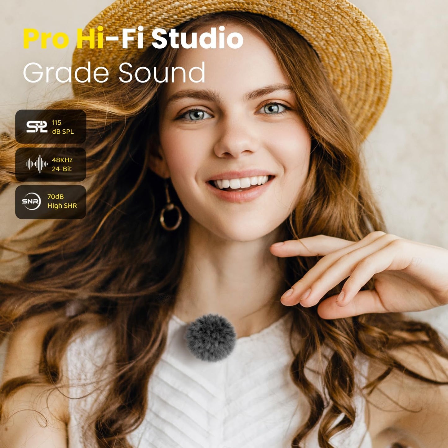 2 Pack Wireless Lavalier Lapel Microphone for iPhone 14/13/12/11/XR/XS/8 Series Phone Noise Canceling Lav Mic Clip On Microphones Recording Vlogging, Lightning