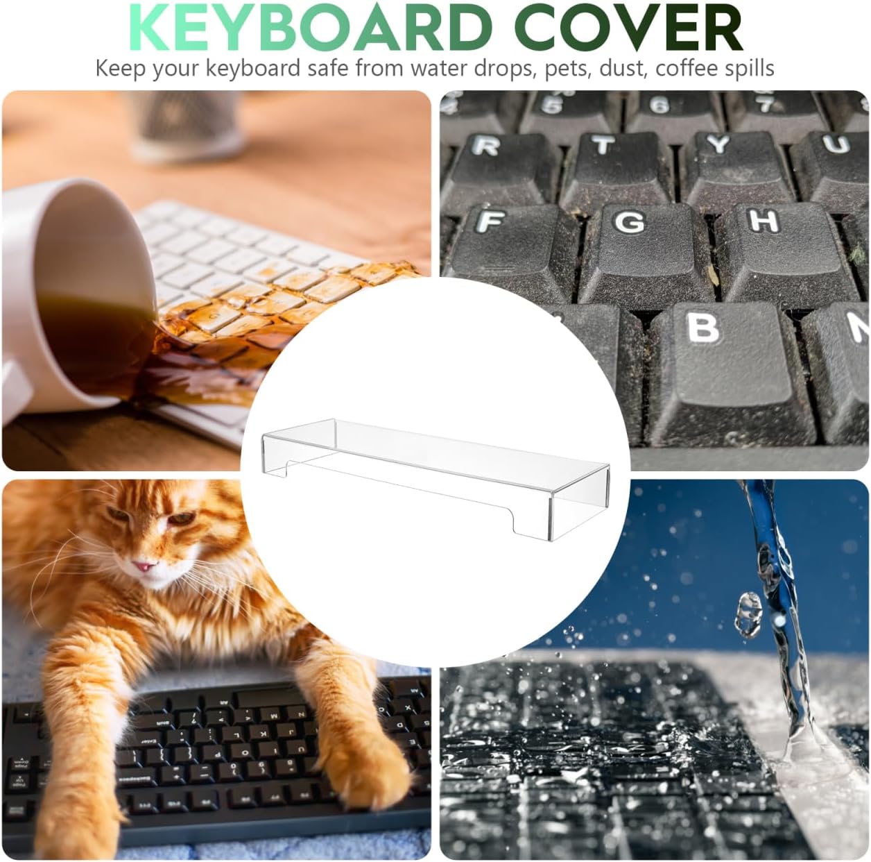 DOITOOL Acrylic Computer Keyboard Cover, Mechanical Keyboard Dust Cover Protector Cat Covers,Laptop Dust Cover(18.6 x 5.9X 1.8inch)