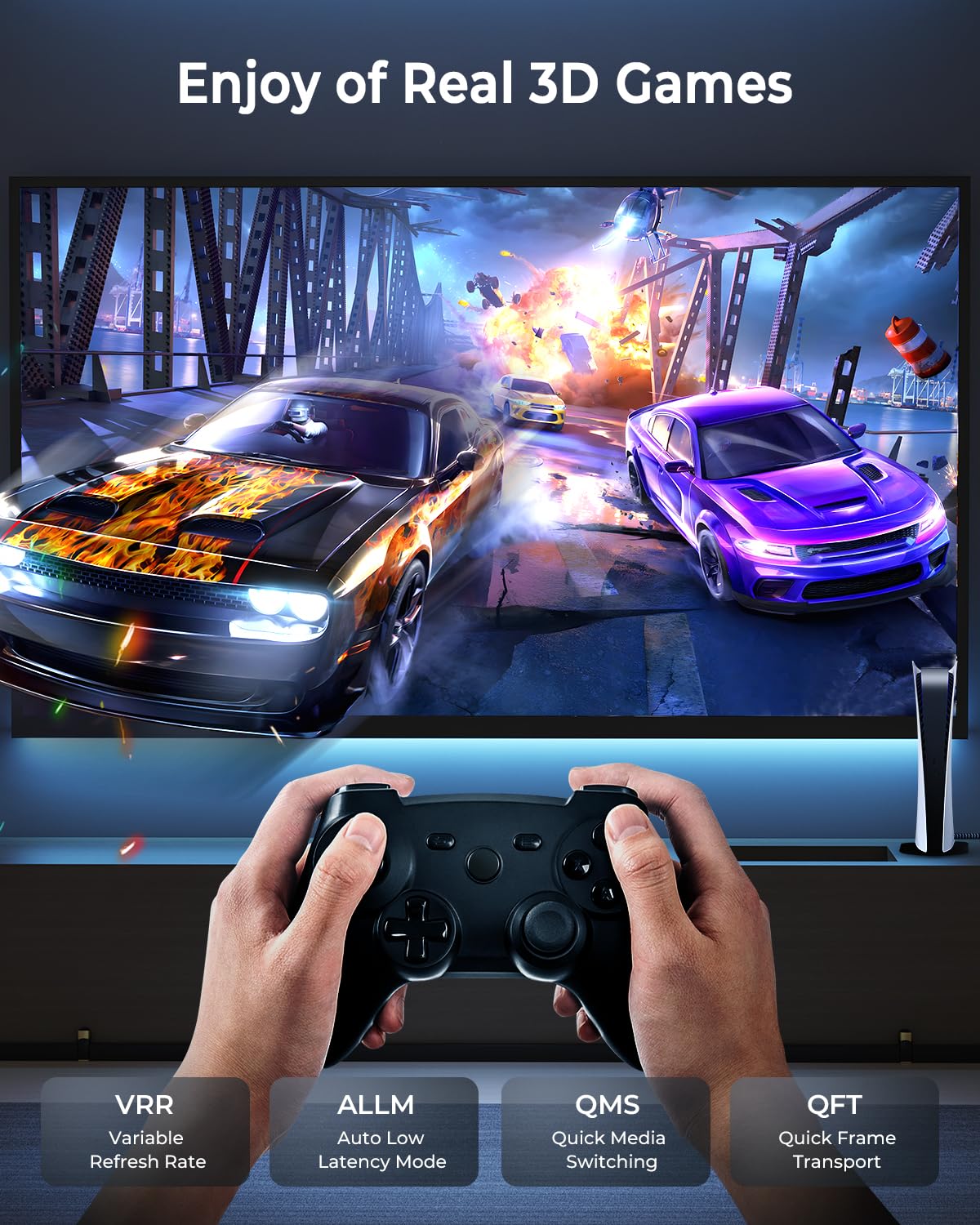 8K HDMI Cable 30 ft, 48Gbps High Speed HDMI 2.1 Cable, Braided HDMI Cable 2.1 8K 60Hz 4K 120Hz Support for HDR eARC HDCP 2.2/2.3, HDMI Cord Compatible with HDTV, Laptop, Monitor, PC