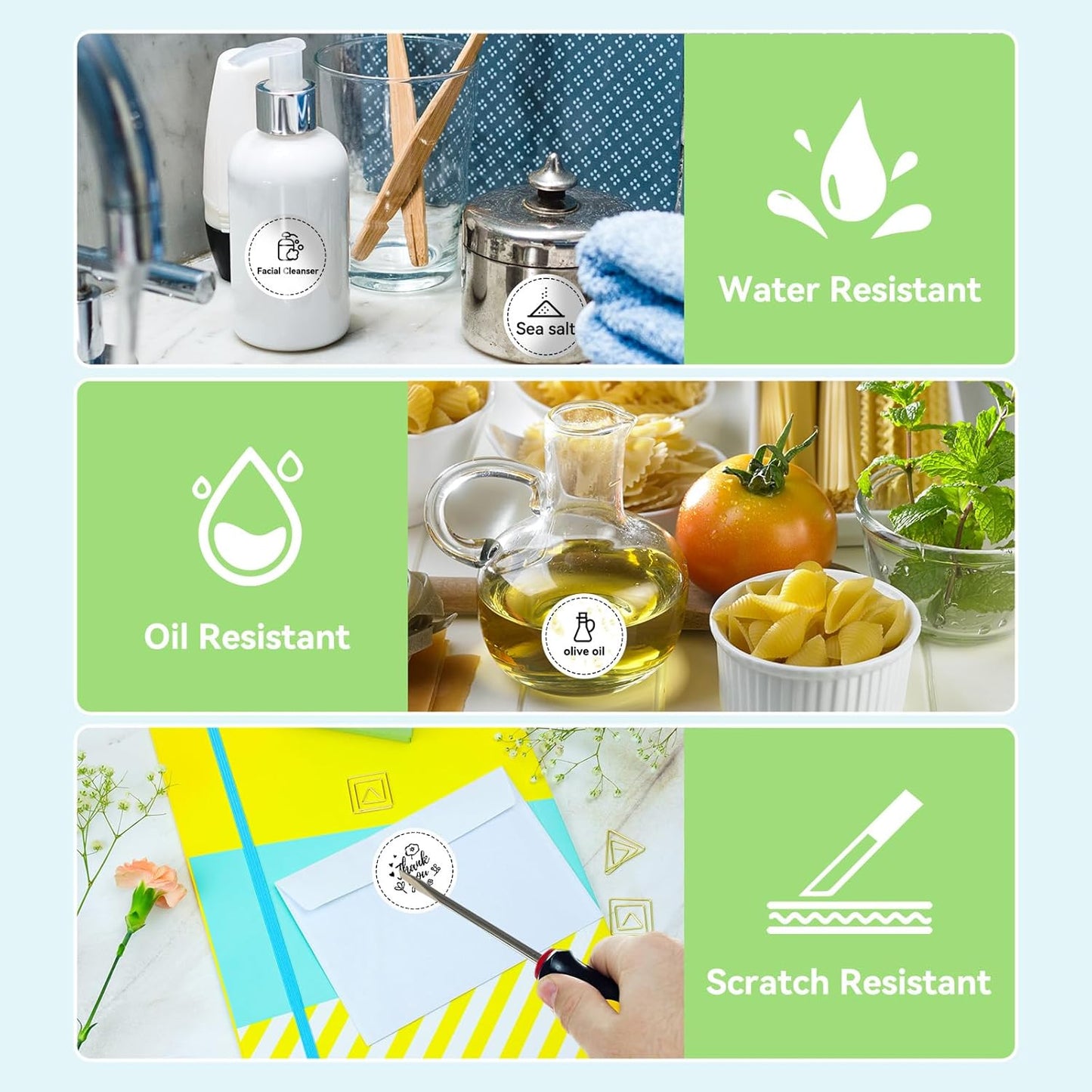 2'' White Round Thermal Labels, 750pcs Circle Thermal Printer Label, Multi-Purpose for DIY Logo Design, Name/Price Tag, Address, QR Code, 750 Labels/Roll