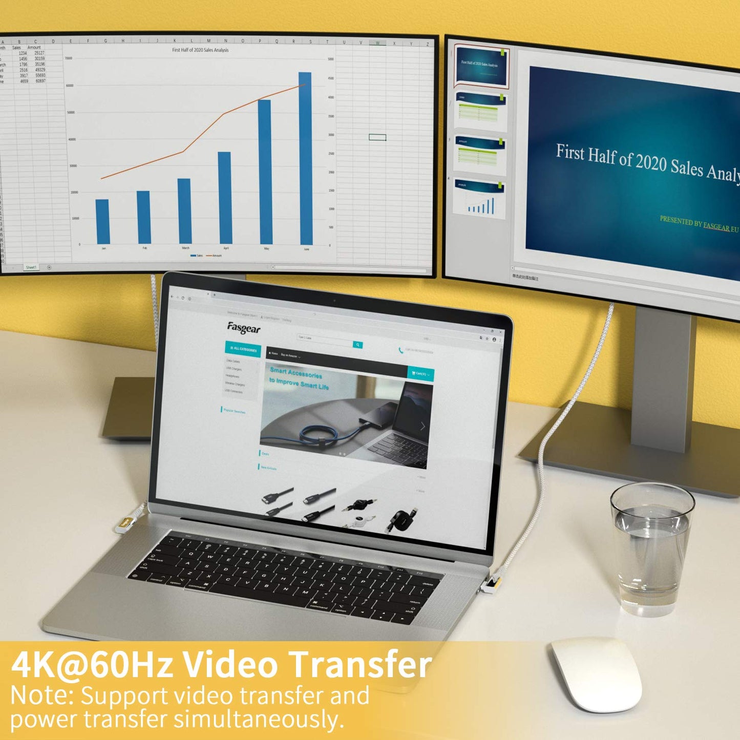 Fasgear 100W USB C to Type C 90 Degree Cable 3ft, USB 3.1 Gen 2 10Gbps Data 5A Power Delivery (PD) with E-Marker Compatible for Link,VR Headset,PD Docking Station,HHD,MacBook,4K Displays Grey