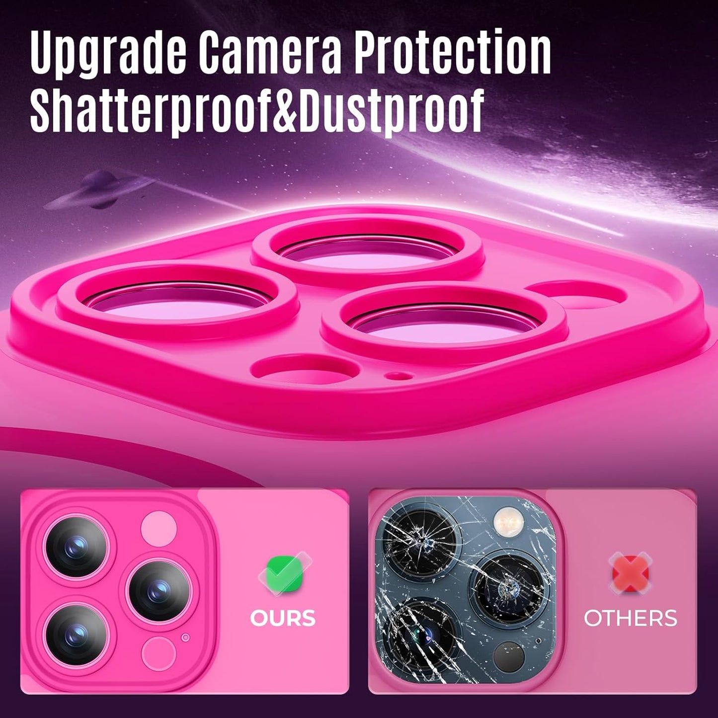 Designed for iPhone 12 Pro Case, Compatible with MagSafe, with Privacy Screen Protectors X2, [Camera Protection] [15FT Military Drop Protection] Shockproof Phone Case, 6.1", Hot Pink