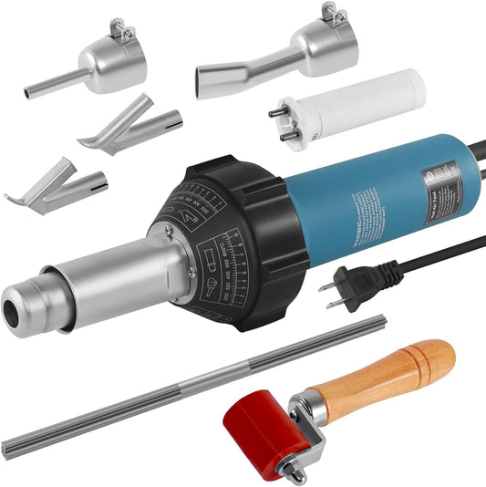 Iglobalbuy 1500W Hot Air Plastic Welder Plastic Welding Roofing Kit Vinyl PVC TPO Welding Handheld Plastic Hot Air Heat Gun Welding Torch with Various Nozzles