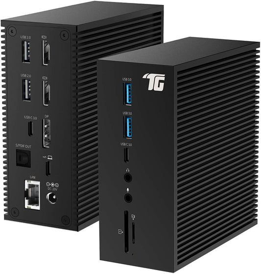 Tiergrade USB C Docking Station Dual Monitor for Windows/macOS, 17 in 1 Triple Display Laptop Docking Station, USB-C Dock with Dual 4K HDMI, DP, S/PDIF, 6 USB Ports, Ethernet, Audio, SD/TF, 60W PD